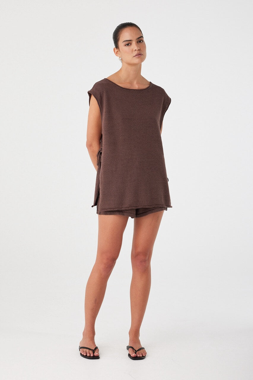 Poppy Tie Side Top - Espresso