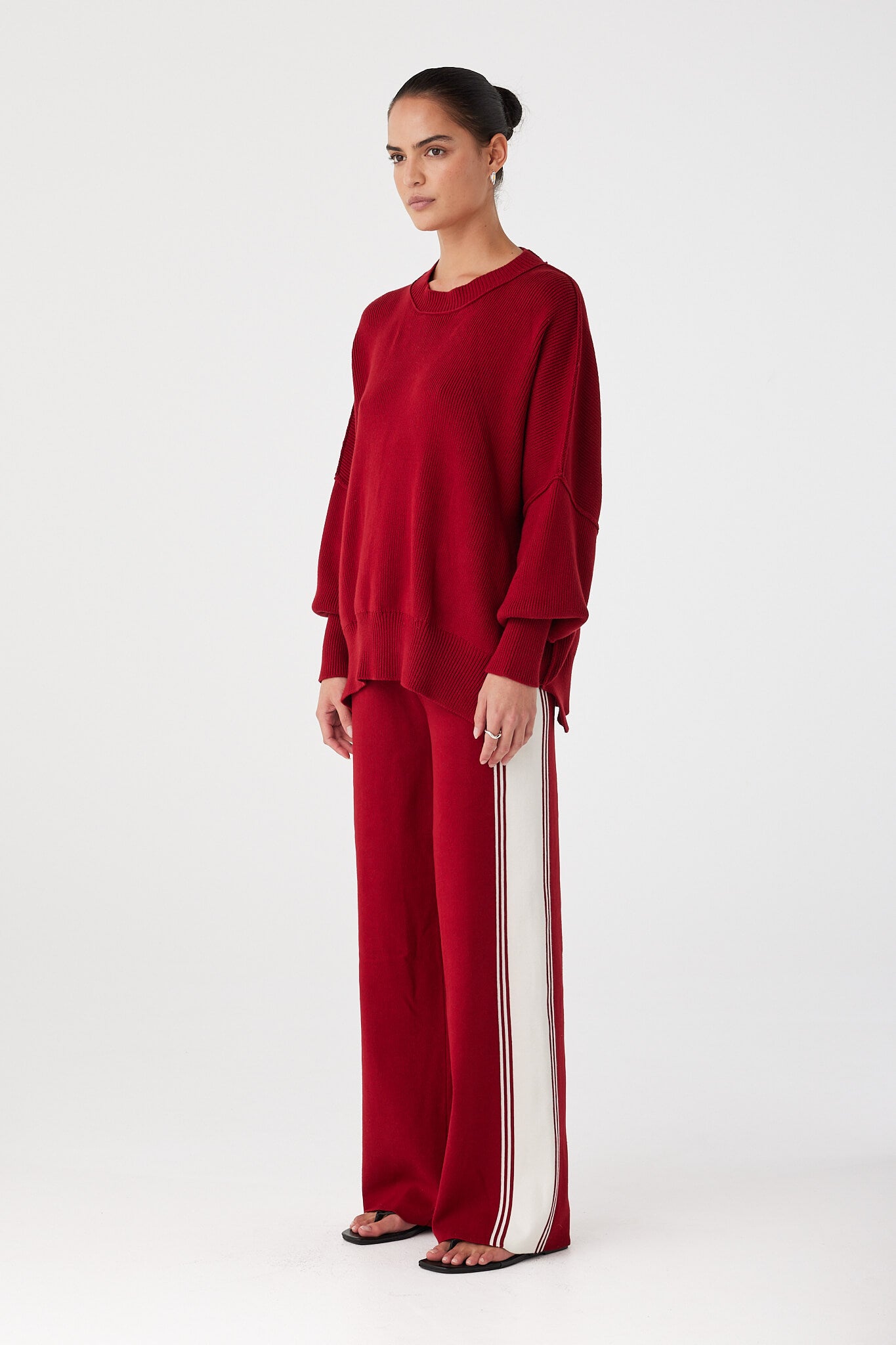Emery Pant - Wine & Ecru