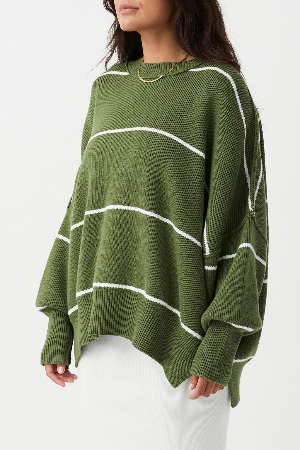 Harper Stripe Organic Knit Sweater - Caper & Cream