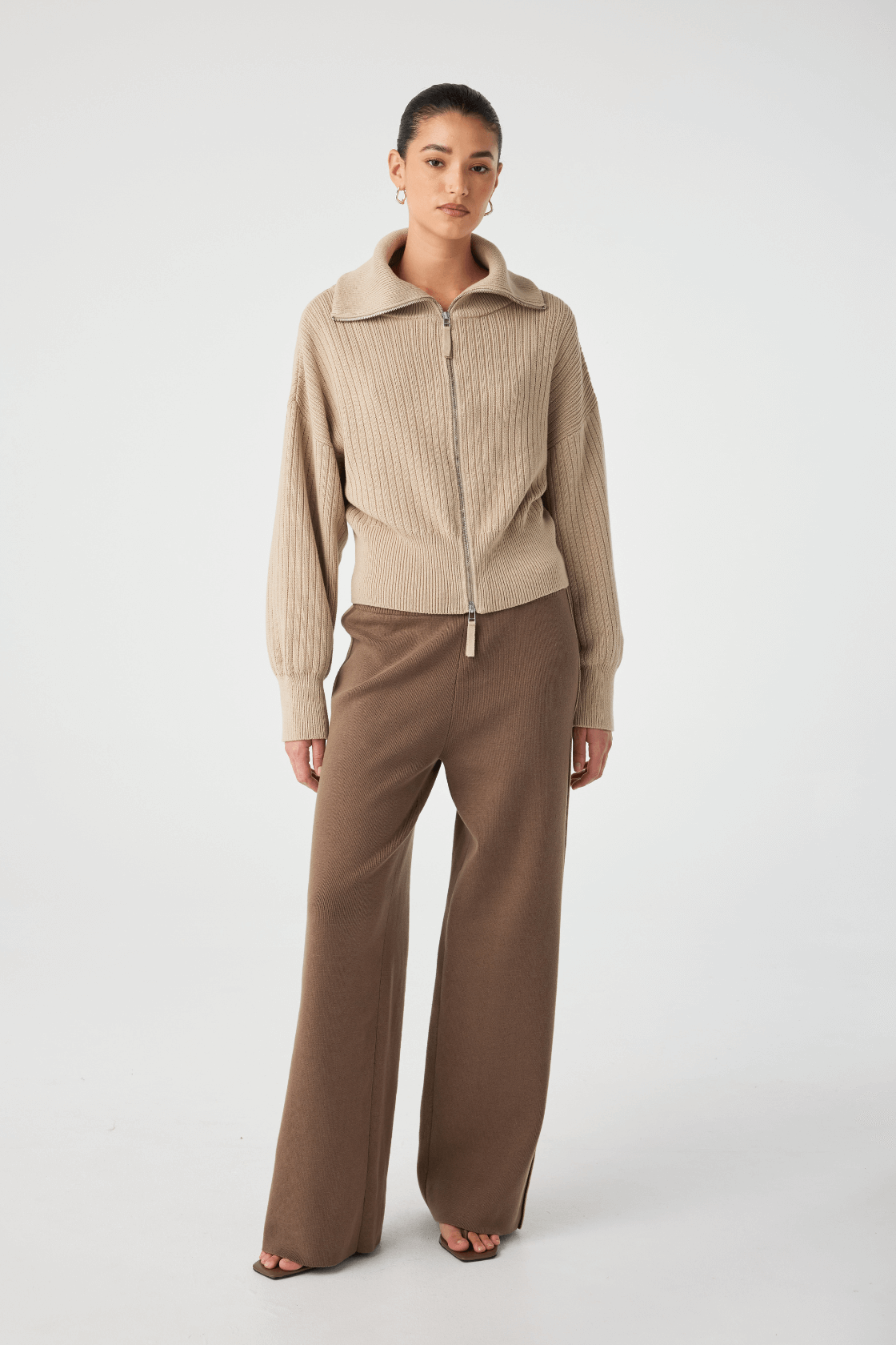 Quincy Zip Sweater - Taupe