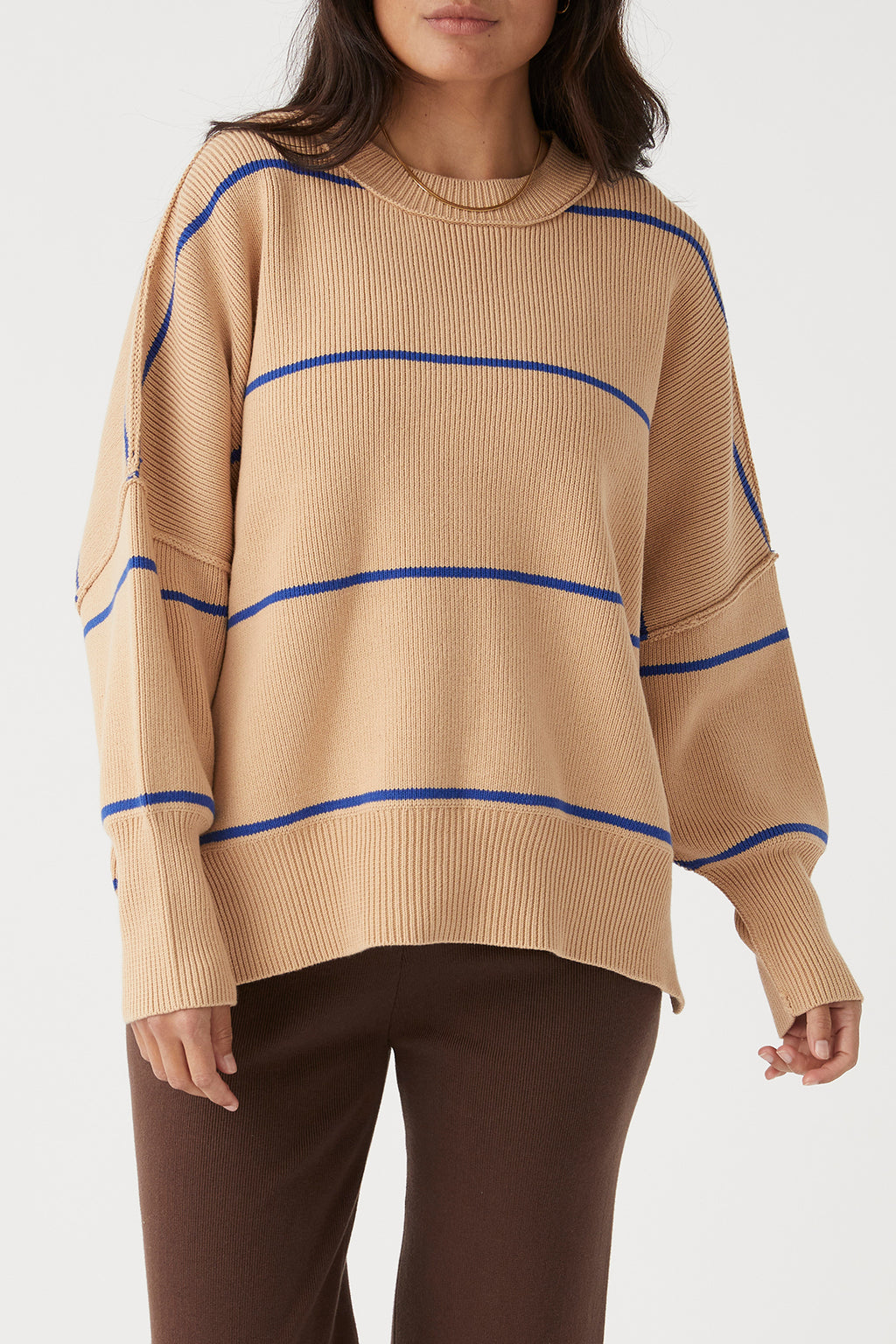 Harper Stripe Organic Knit Sweater - Honey & Sapphire