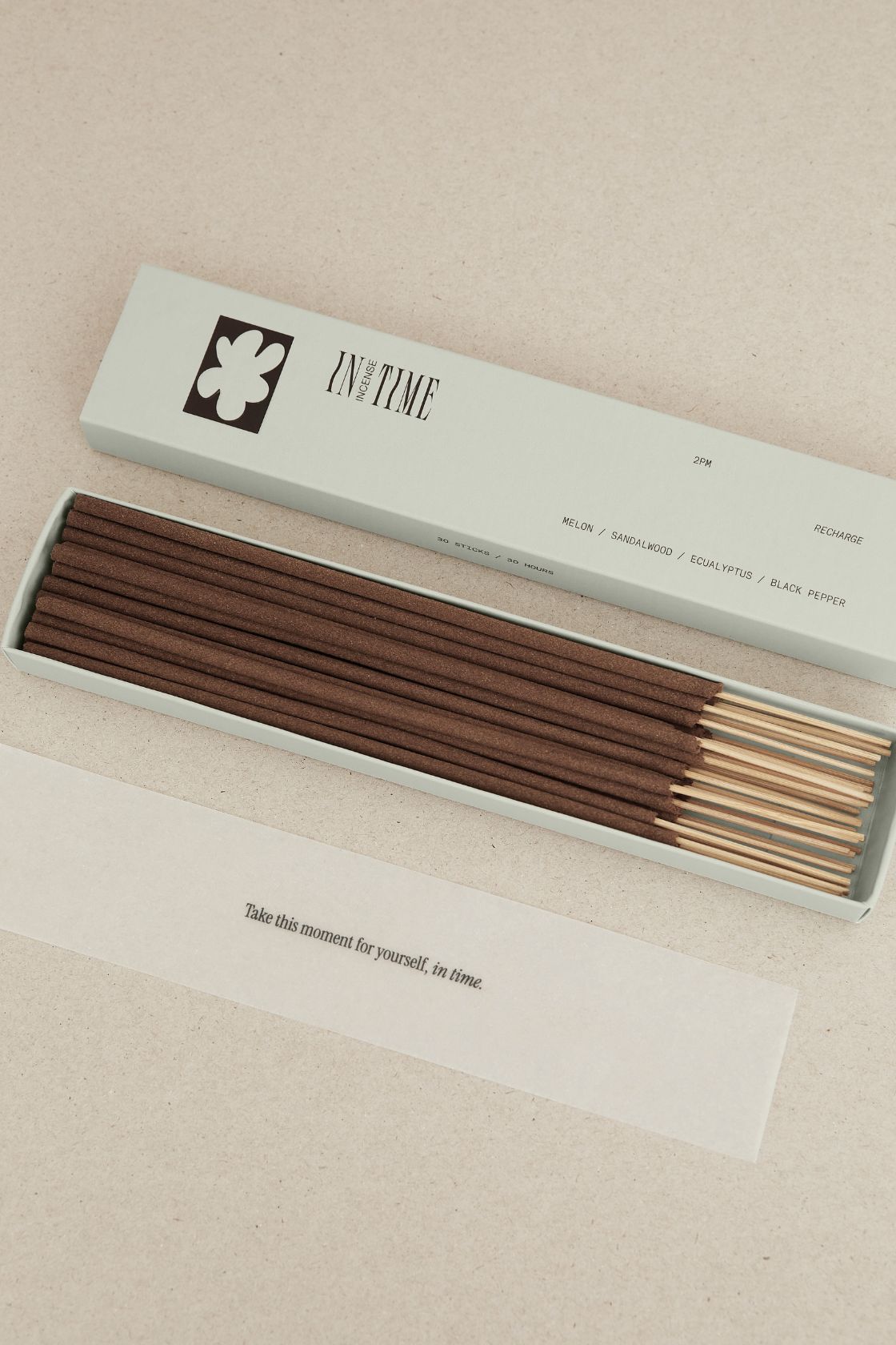In Time Incense - 2PM Recharge Incense (Melon, Sandalwood, Eucalyptus & Black Pepper)
