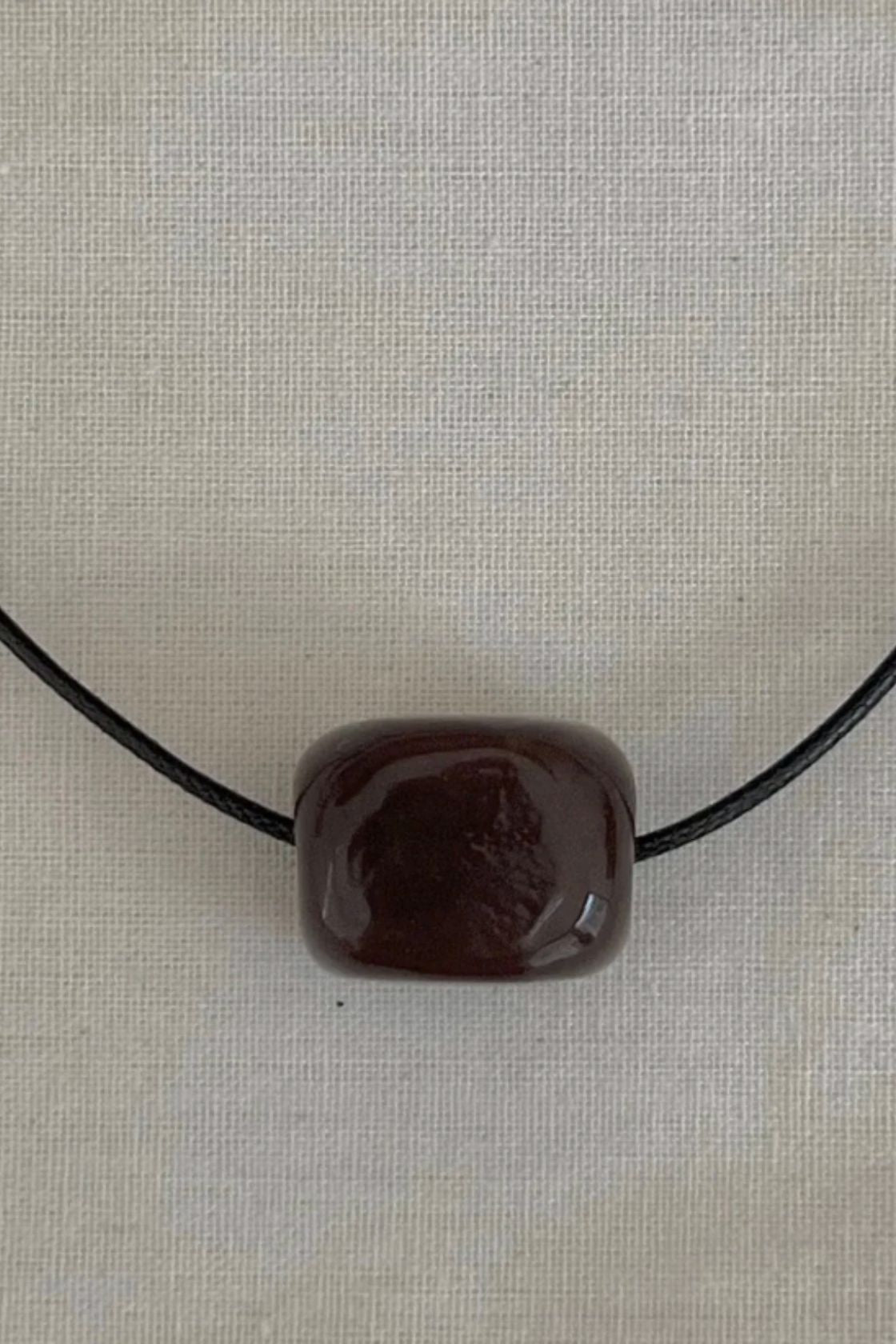 Nuri Studios - Brown Glass Cube Long Necklace