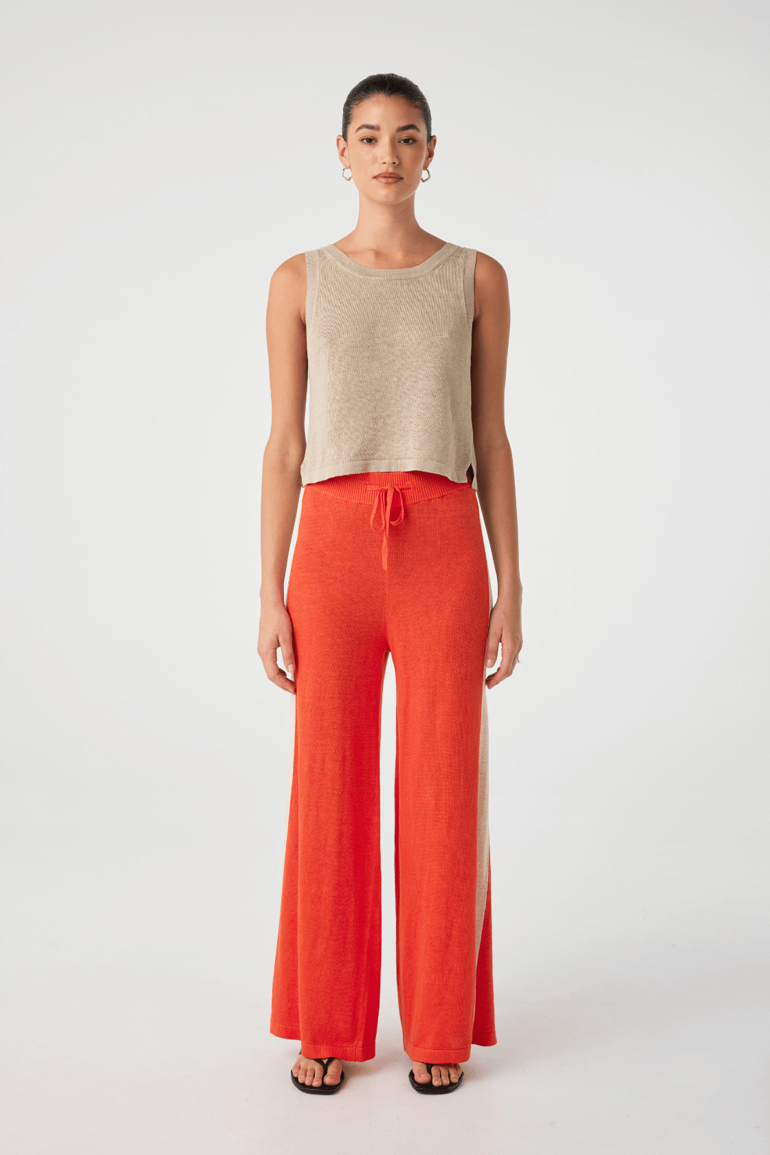 Larri Linen Knit Pant - Hibiscus & Sand