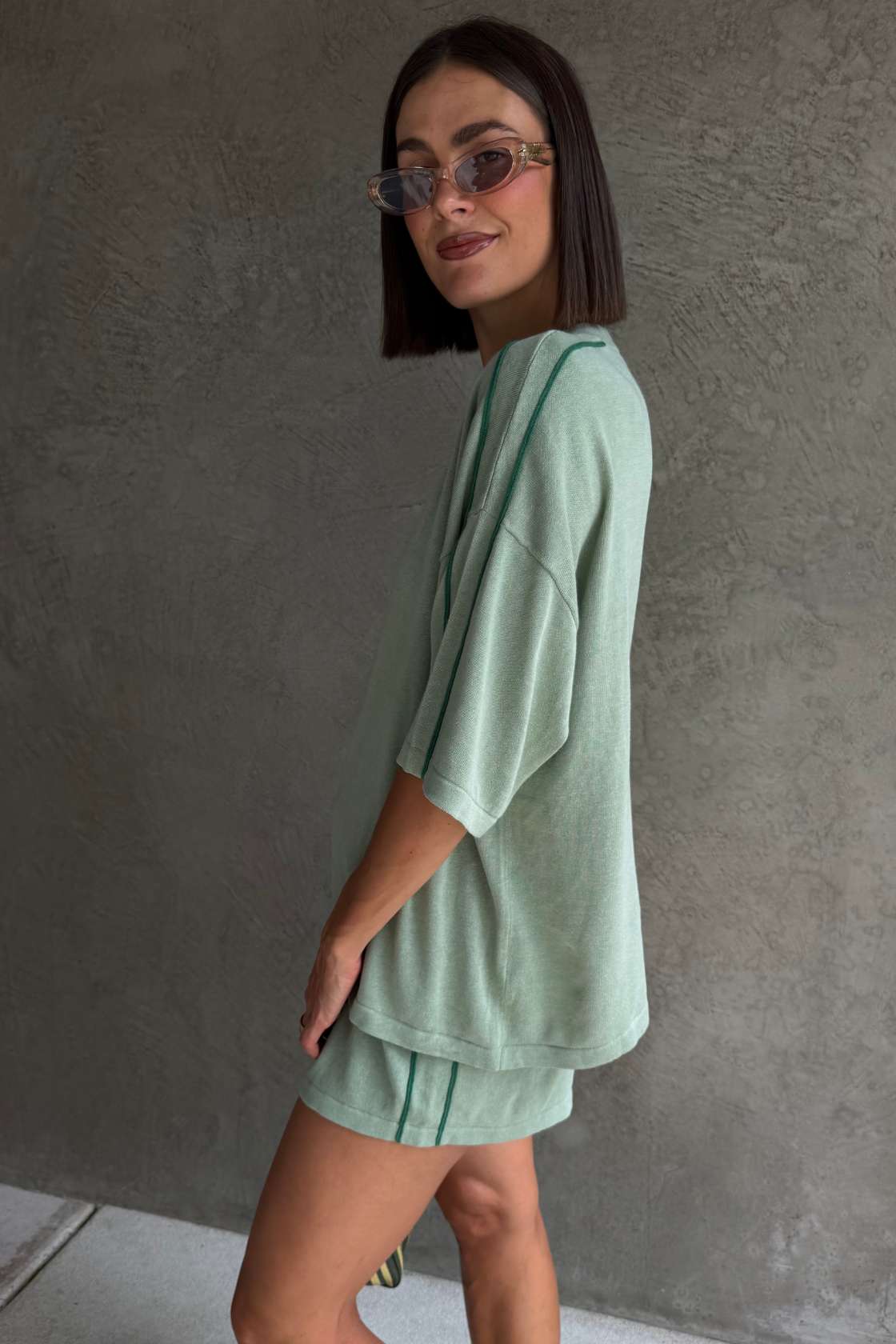 Pippa Drawcord Short - Eucalyptus & Sea Green