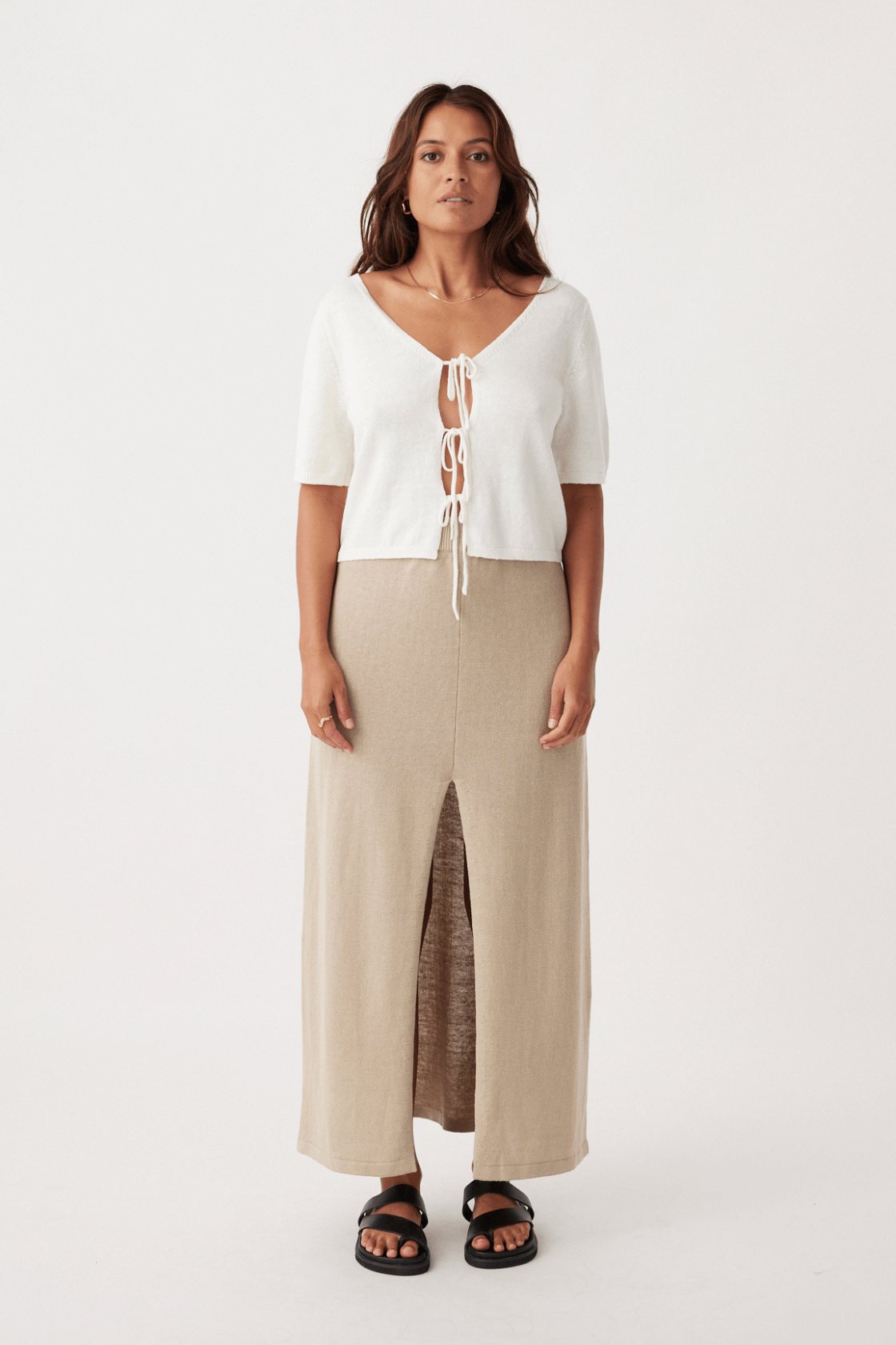 Poppy Organic Cotton Linen Skirt - Taupe