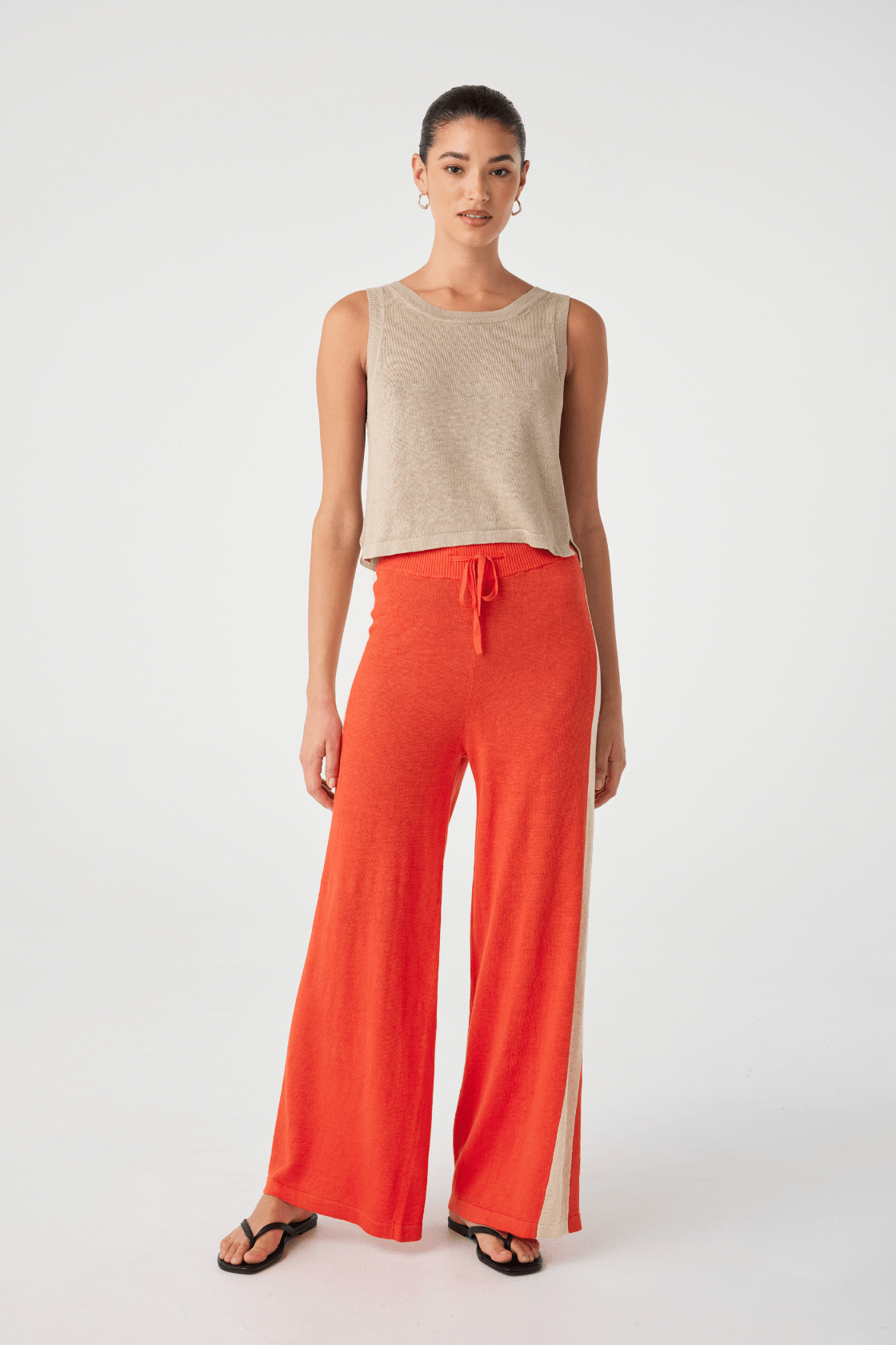 Larri Linen Knit Pant - Hibiscus & Sand