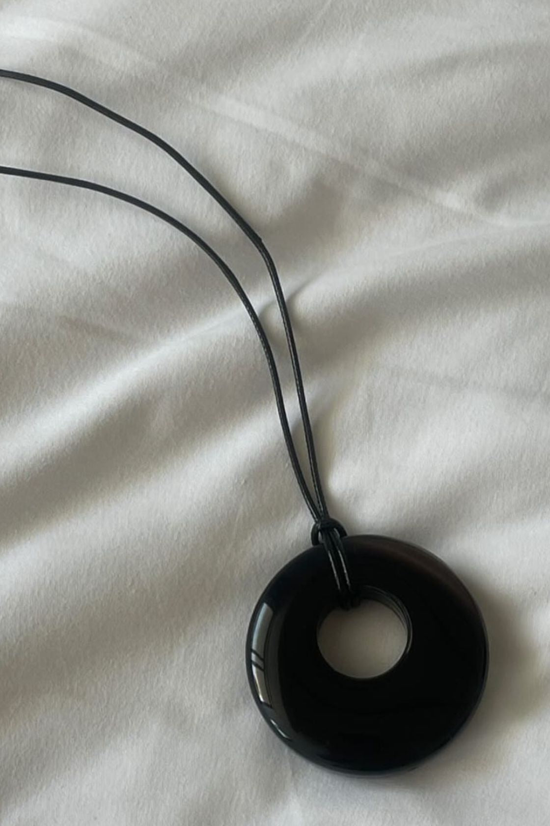 Nuri Studios - Black Agate Hoop Necklace