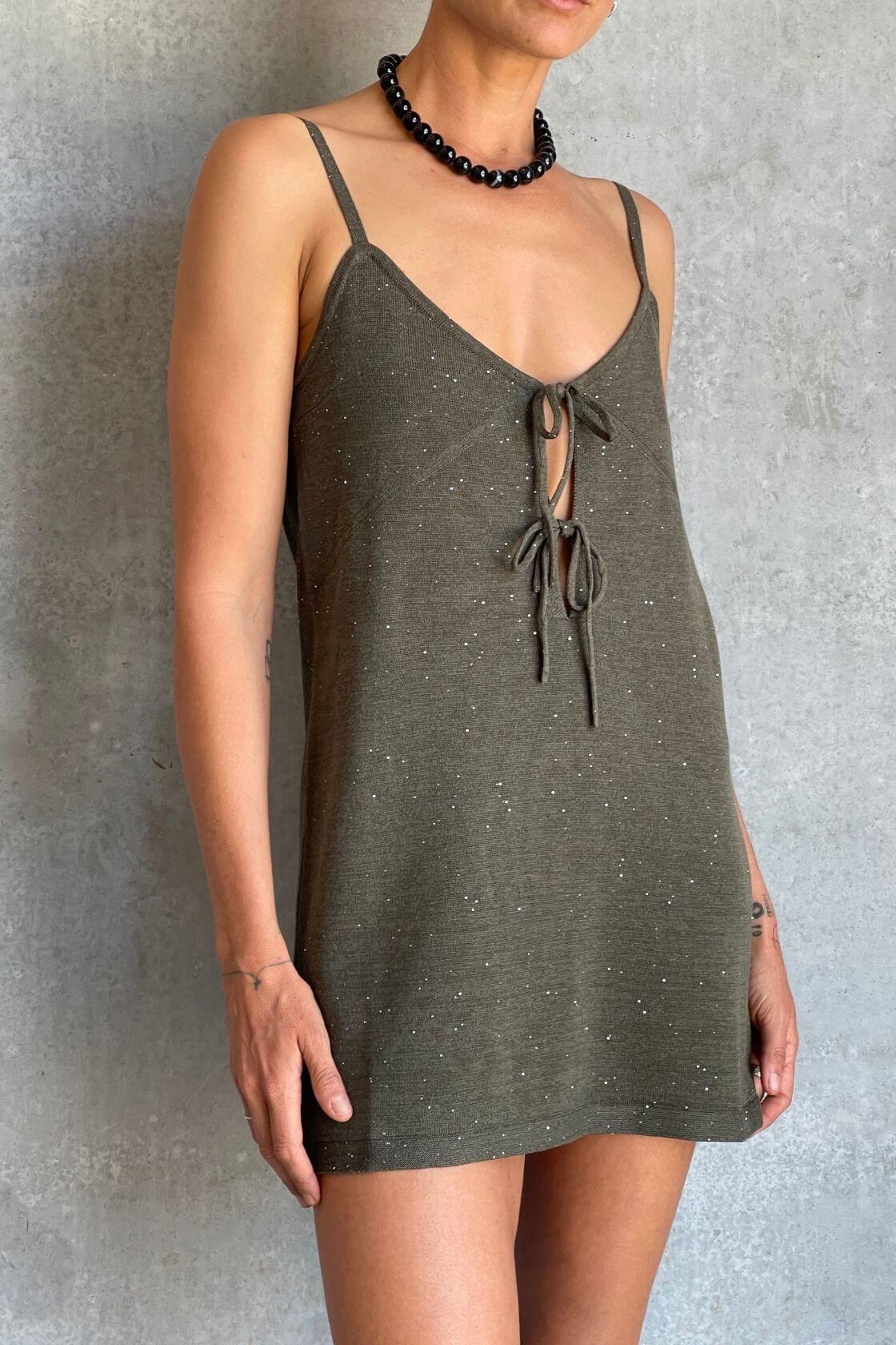 Mira Dress - Olive Sparkle