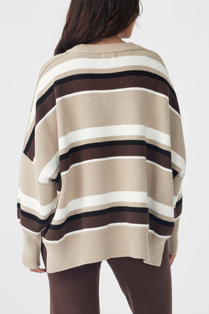 Harper Stripe Sweater - Taupe, Chocolate, Cream & Black