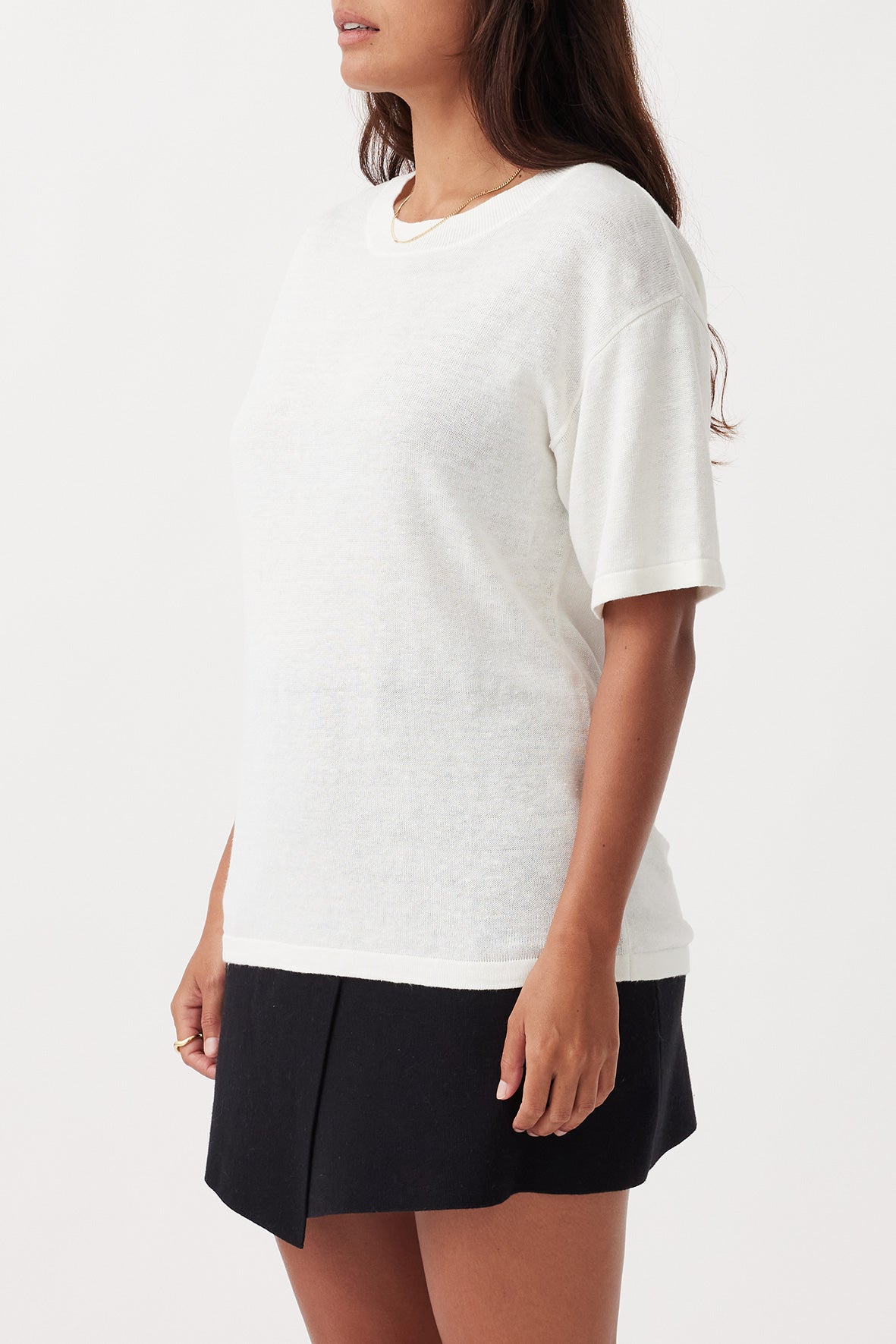 Hugo Linen Knit T-Shirt - Cream