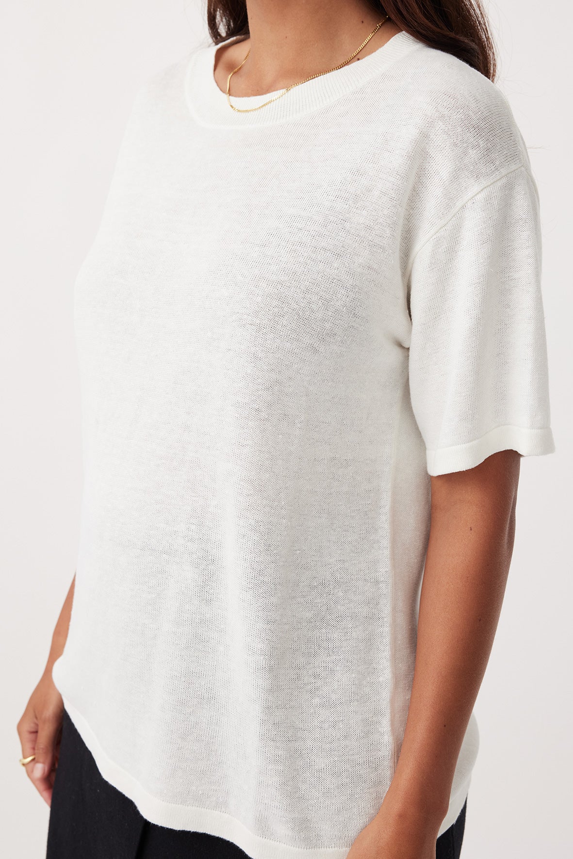 Hugo Linen Knit T-Shirt - Cream