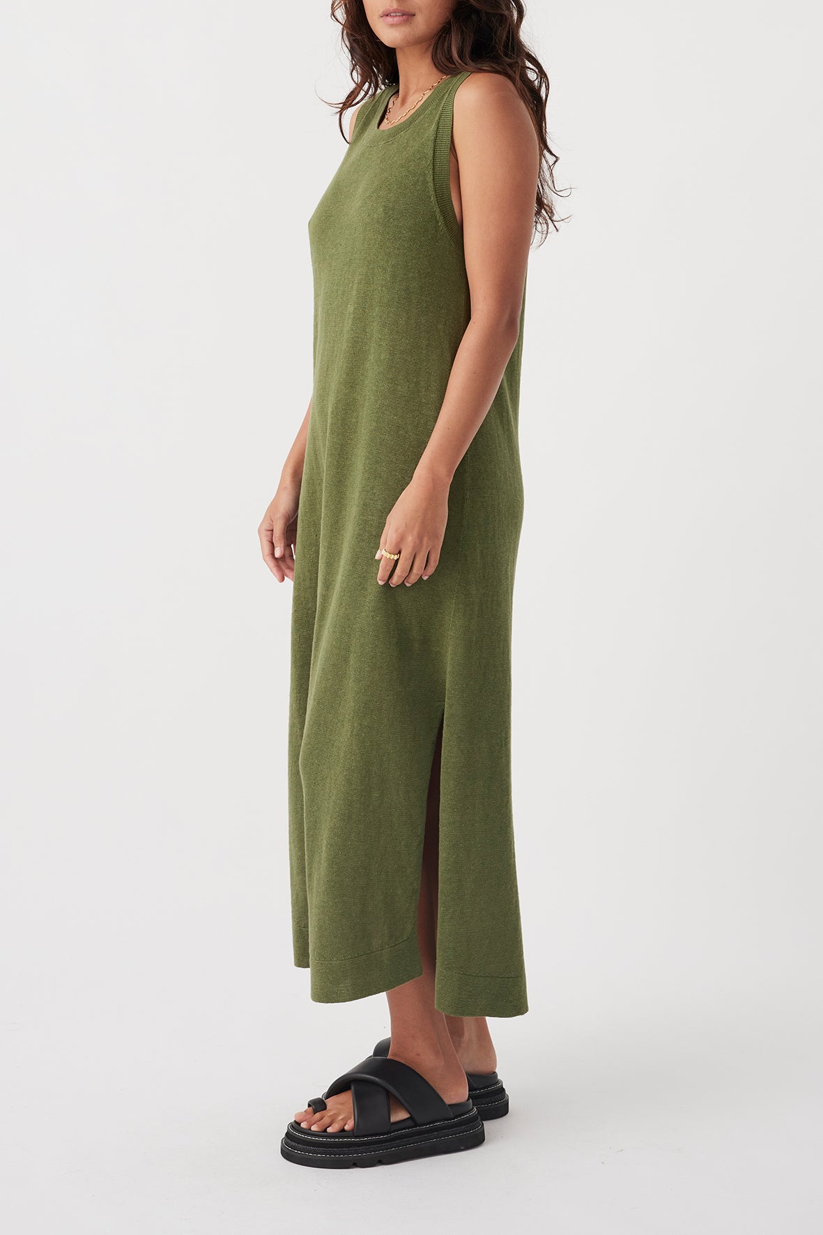 Brie Linen Knit Midi Dress - Caper