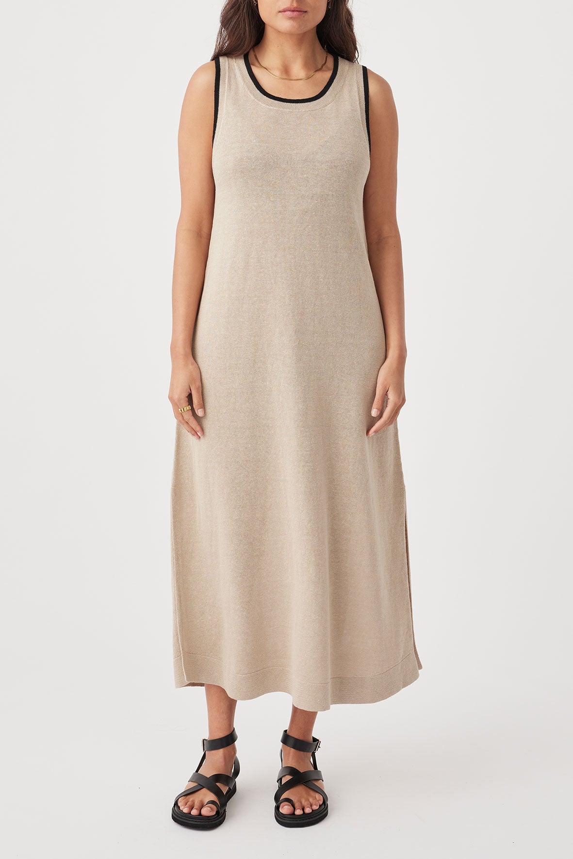 Brie Linen Knit Midi Dress - Taupe