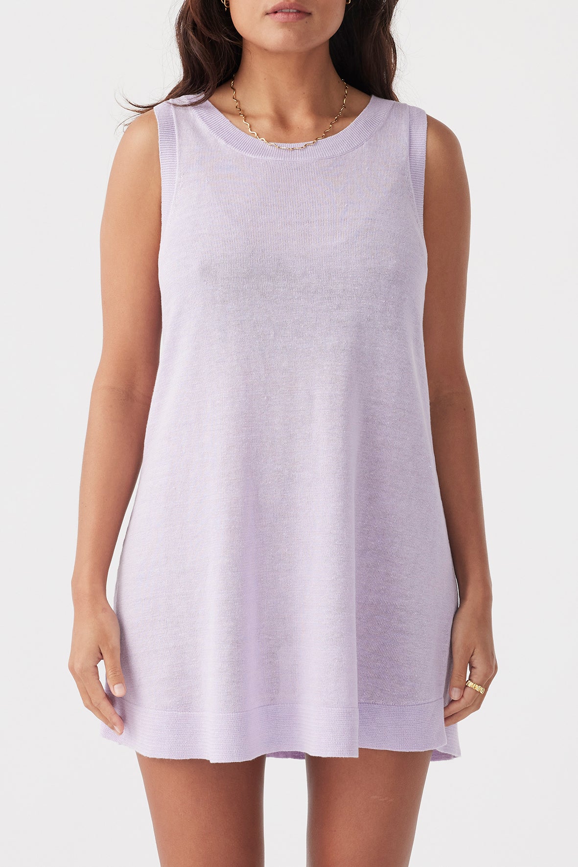 Brie Linen Knit Mini Dress - Lilac