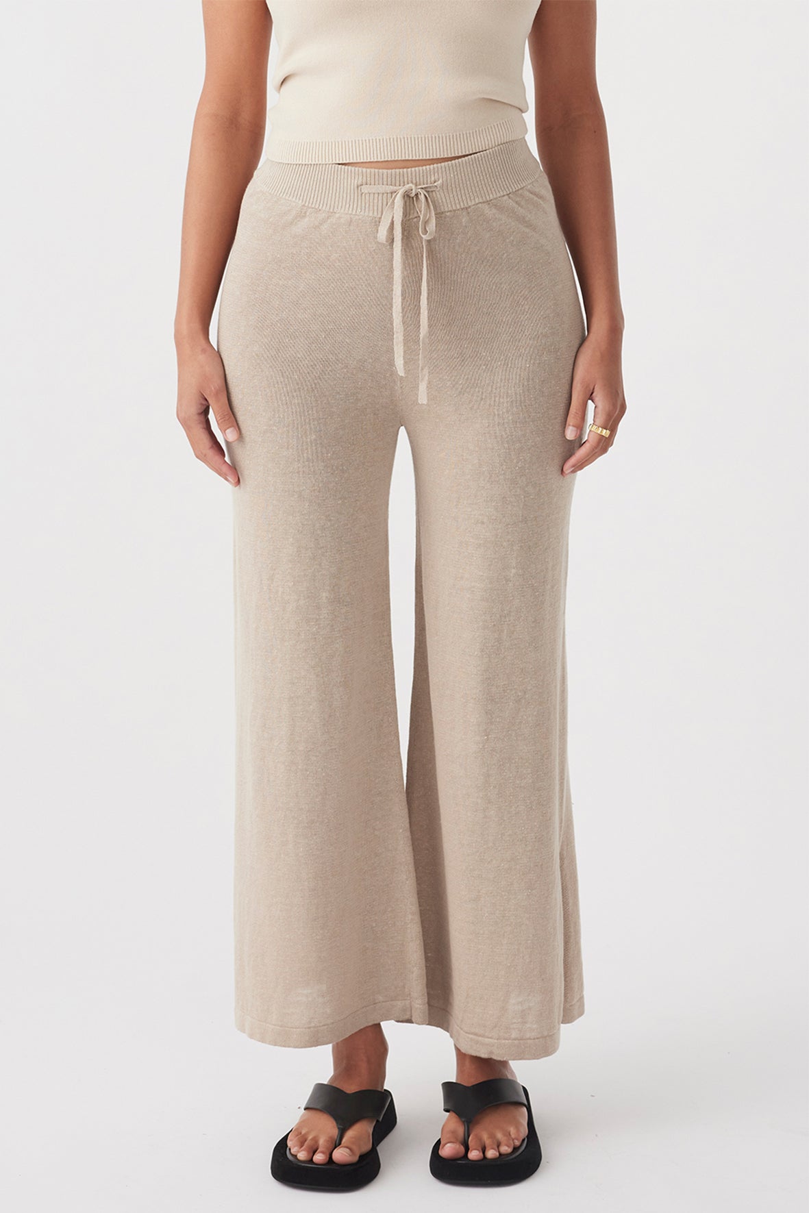 Brie Linen Knit Pant - Taupe