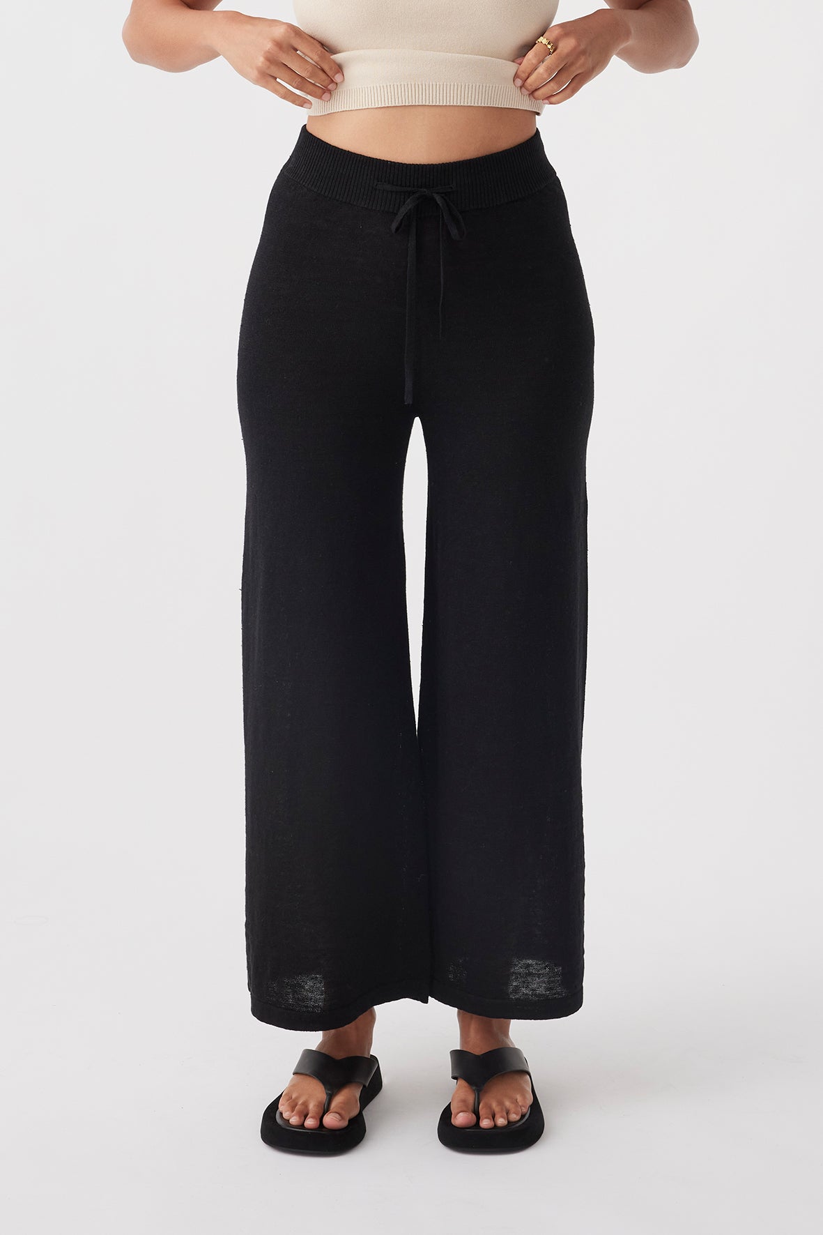 Brie Linen Knit Pant - Black