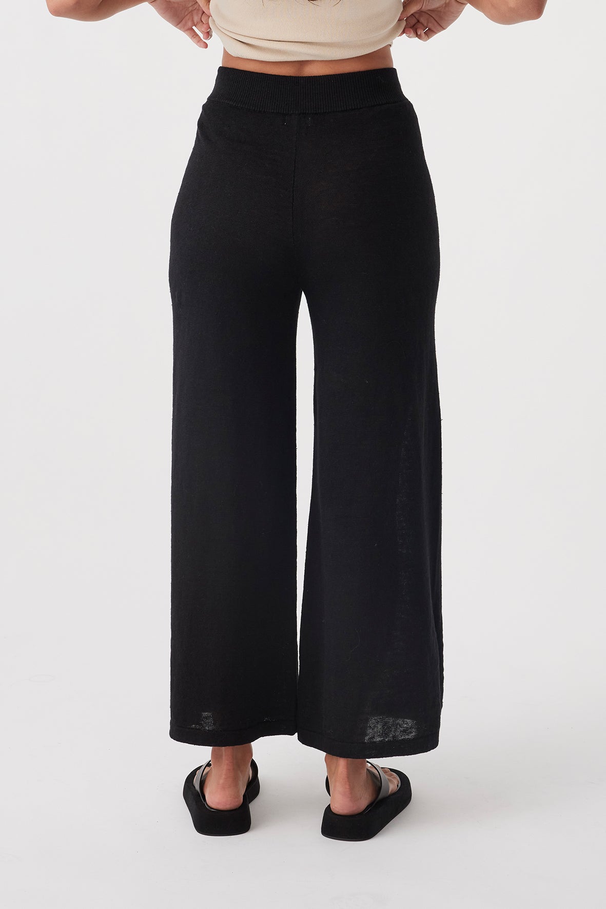 Brie Linen Knit Pant - Black