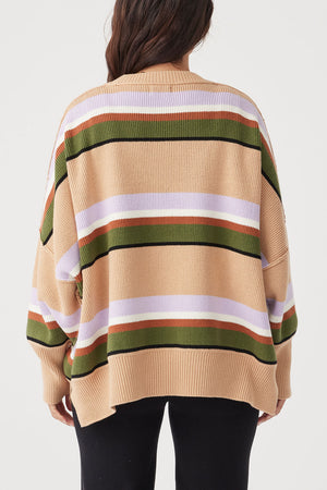 Harper Stripe Sweater - Honey, Lilac & Cream