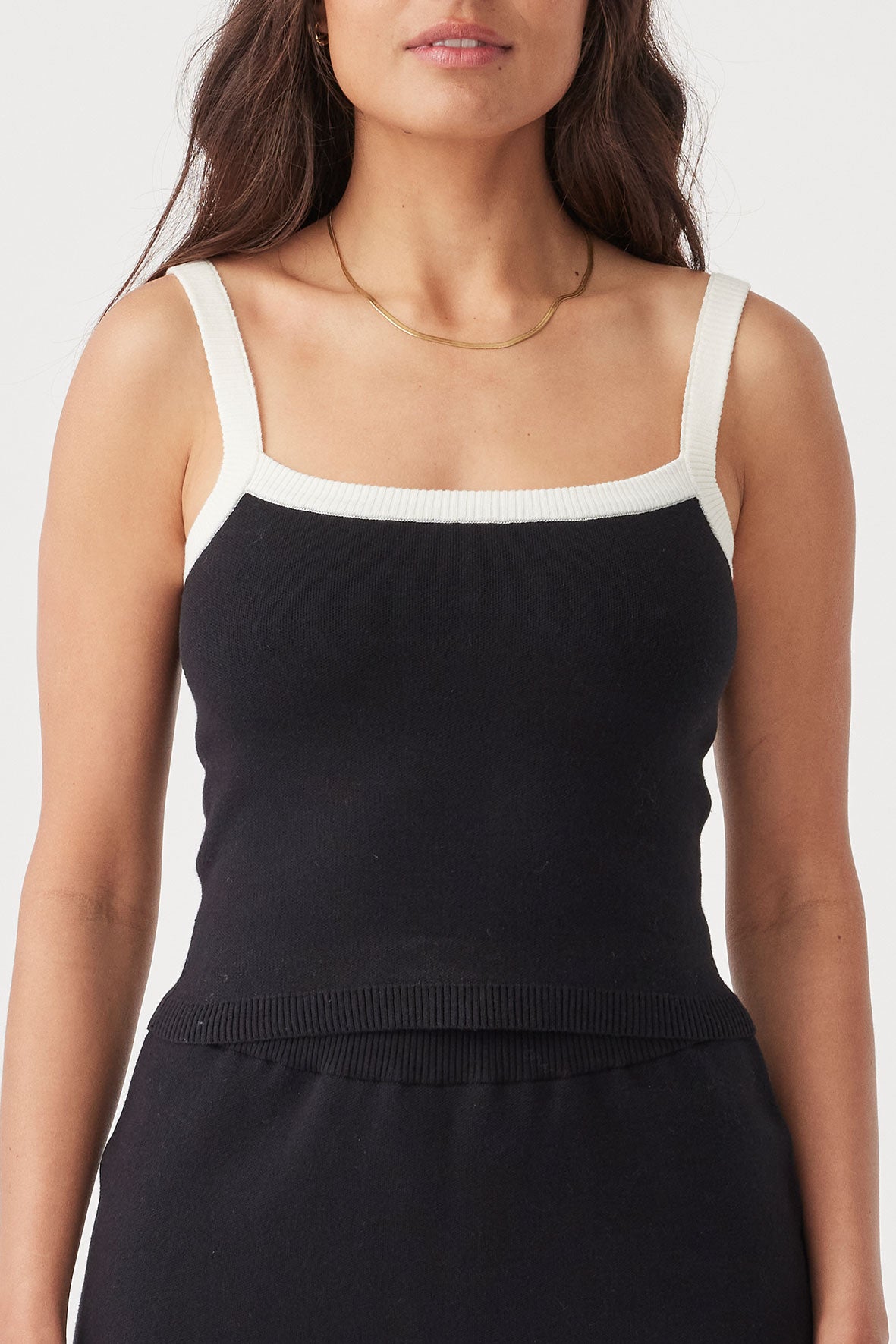 Duke Organic Cotton Cropped Tank - Black & Cream