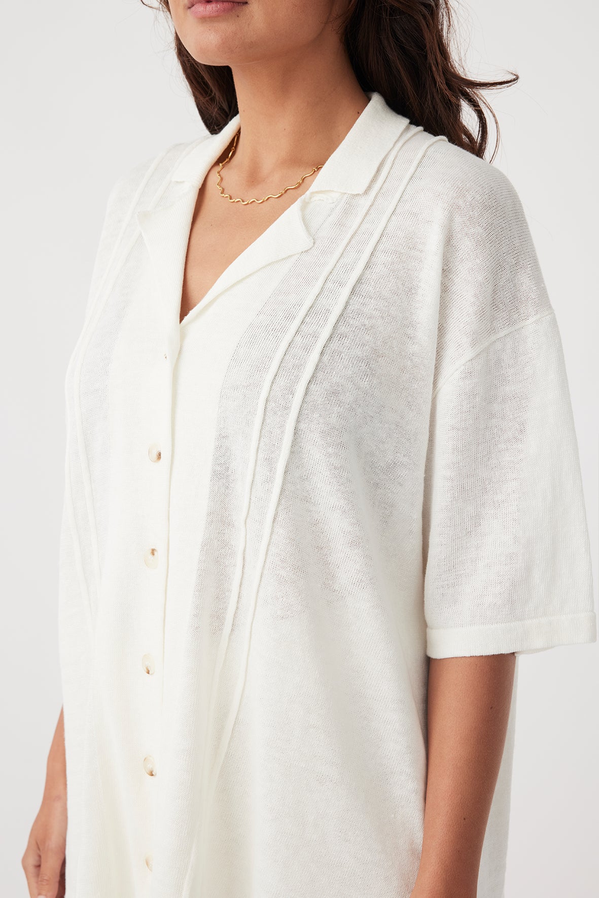 Darcy Linen Knit Shirt - Cream