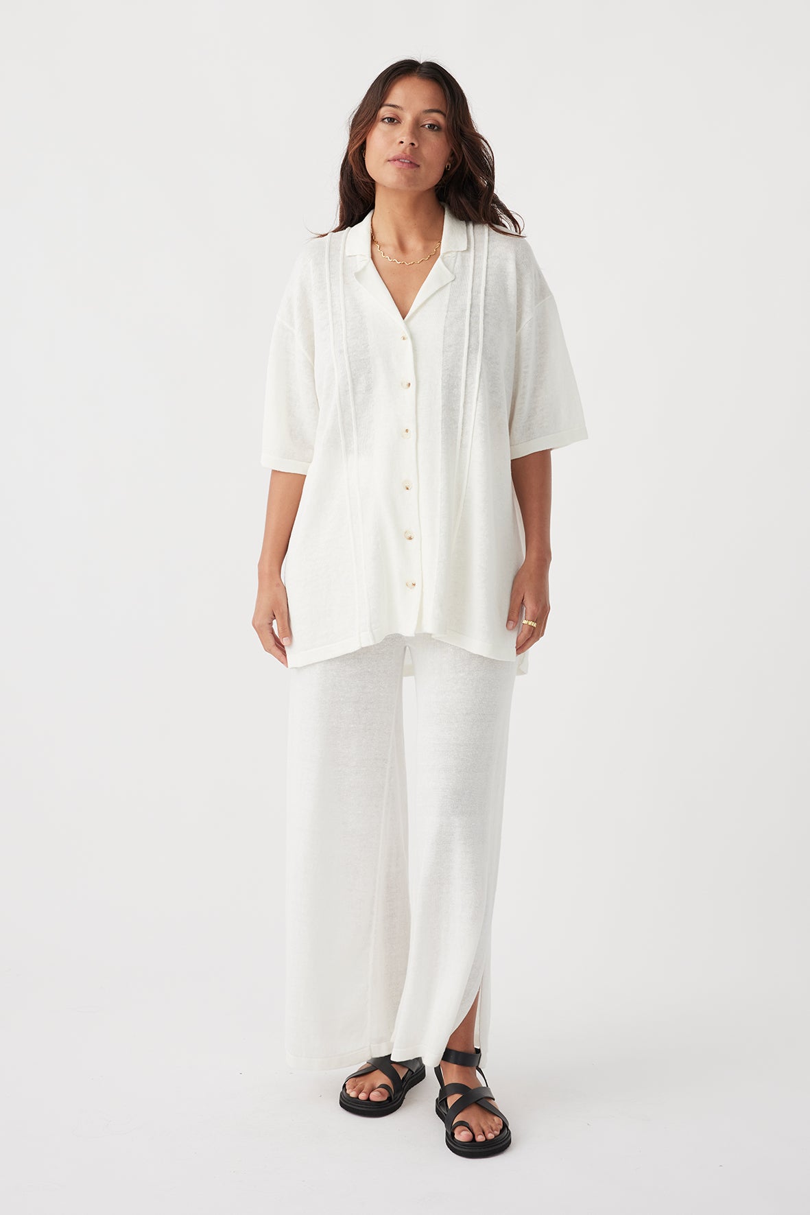 Darcy Linen Knit Shirt - Cream