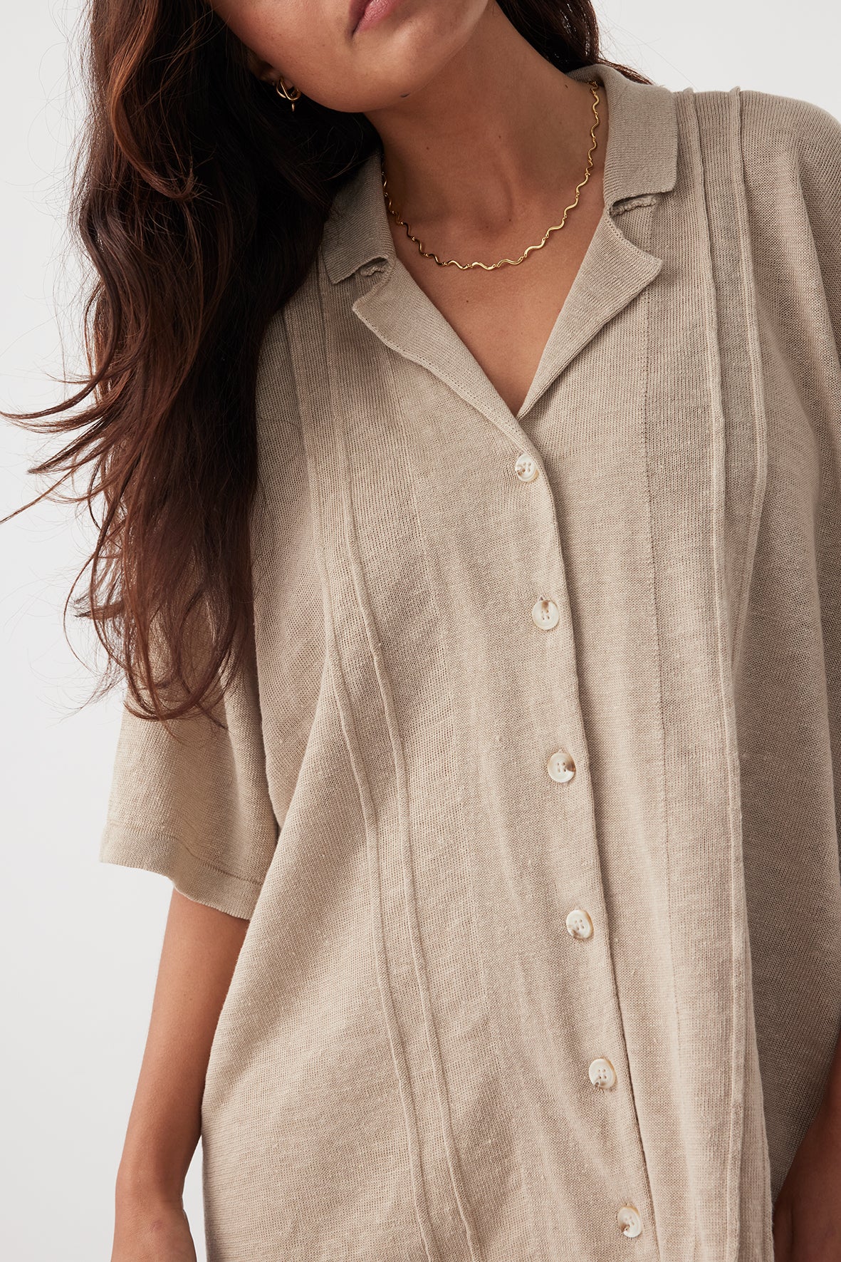 Darcy Linen Knit Shirt - Taupe