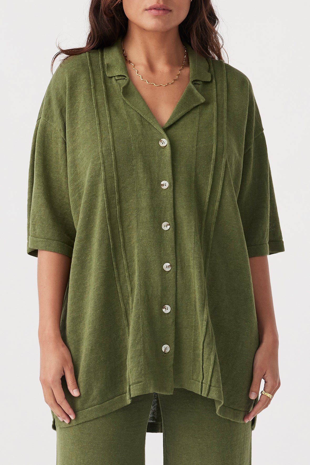 Darcy Linen Knit Shirt - Caper