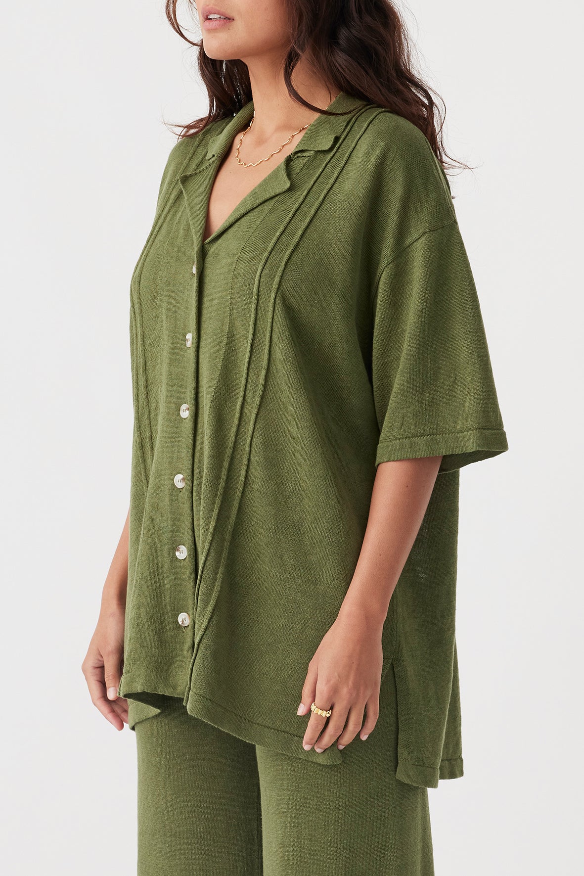 Darcy Linen Knit Shirt - Caper