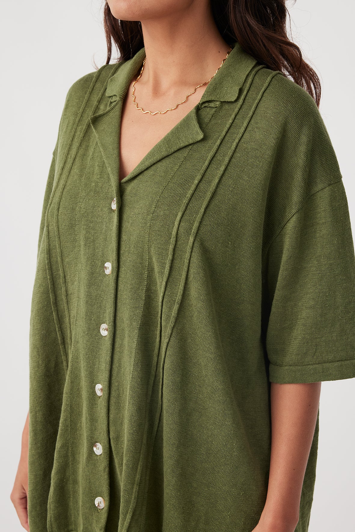 Darcy Linen Knit Shirt - Caper