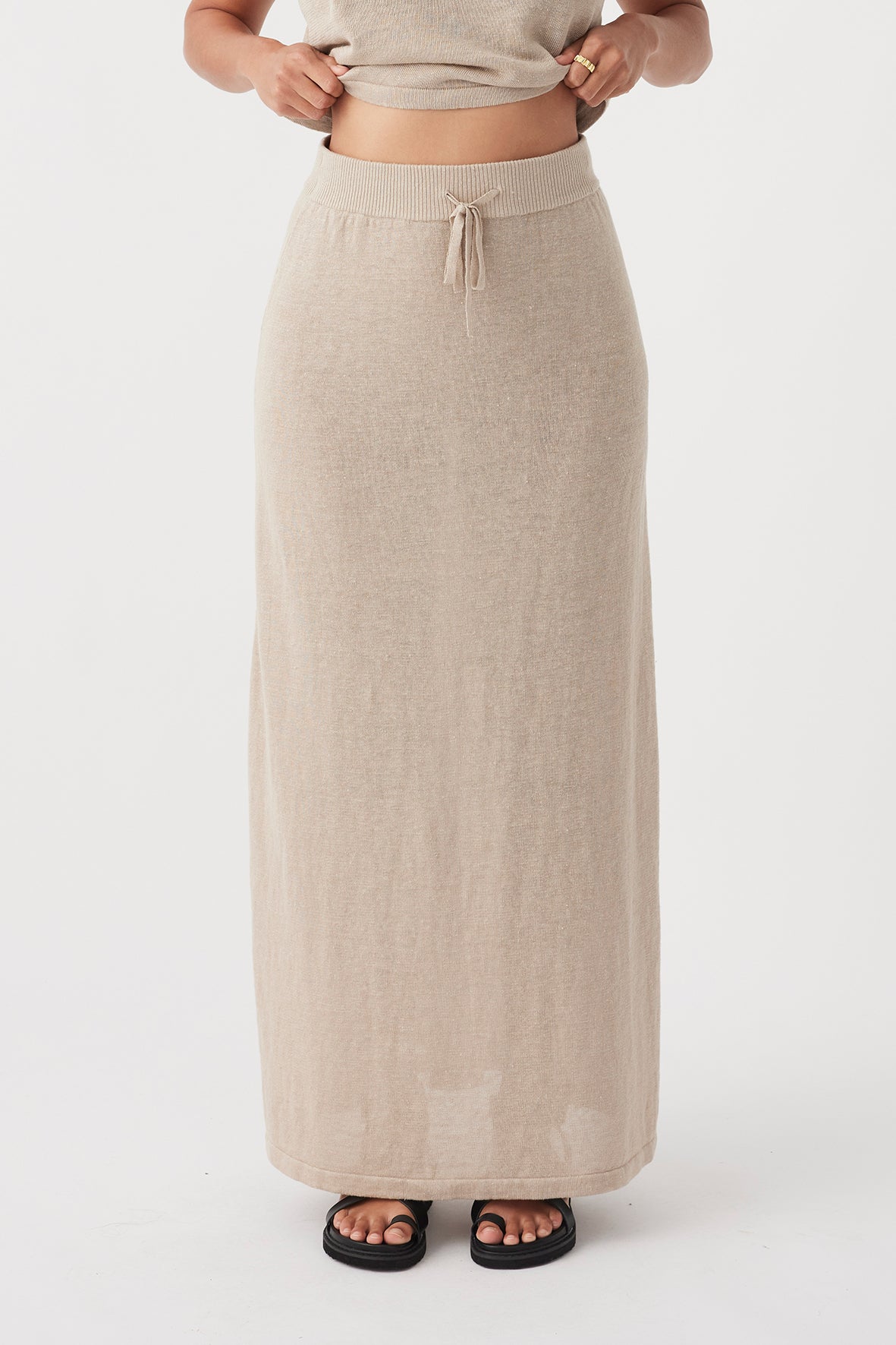 Hugo Linen Knit Skirt - Taupe