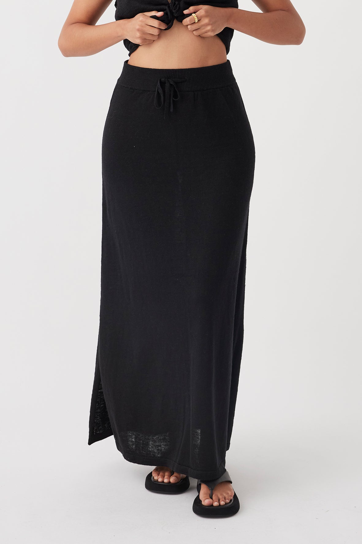 Hugo Linen Knit Skirt - Black