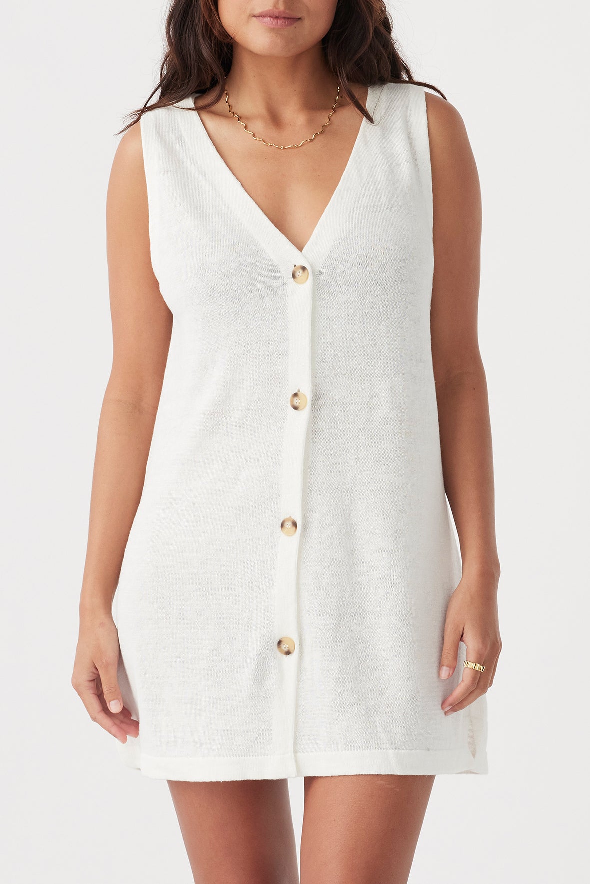 Julia Organic Linen Mini Dress - Cream