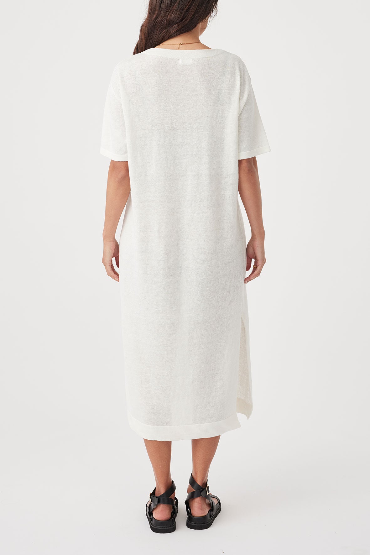 Julia Organic Linen Midi Dress - Cream