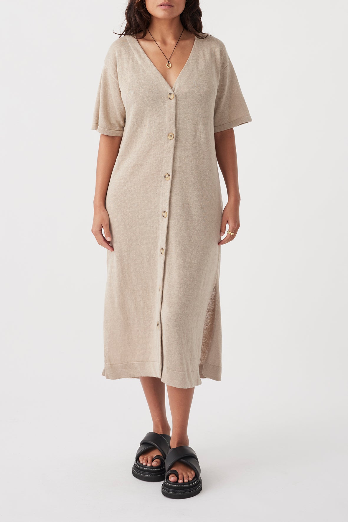 Julia Midi Dress - Taupe