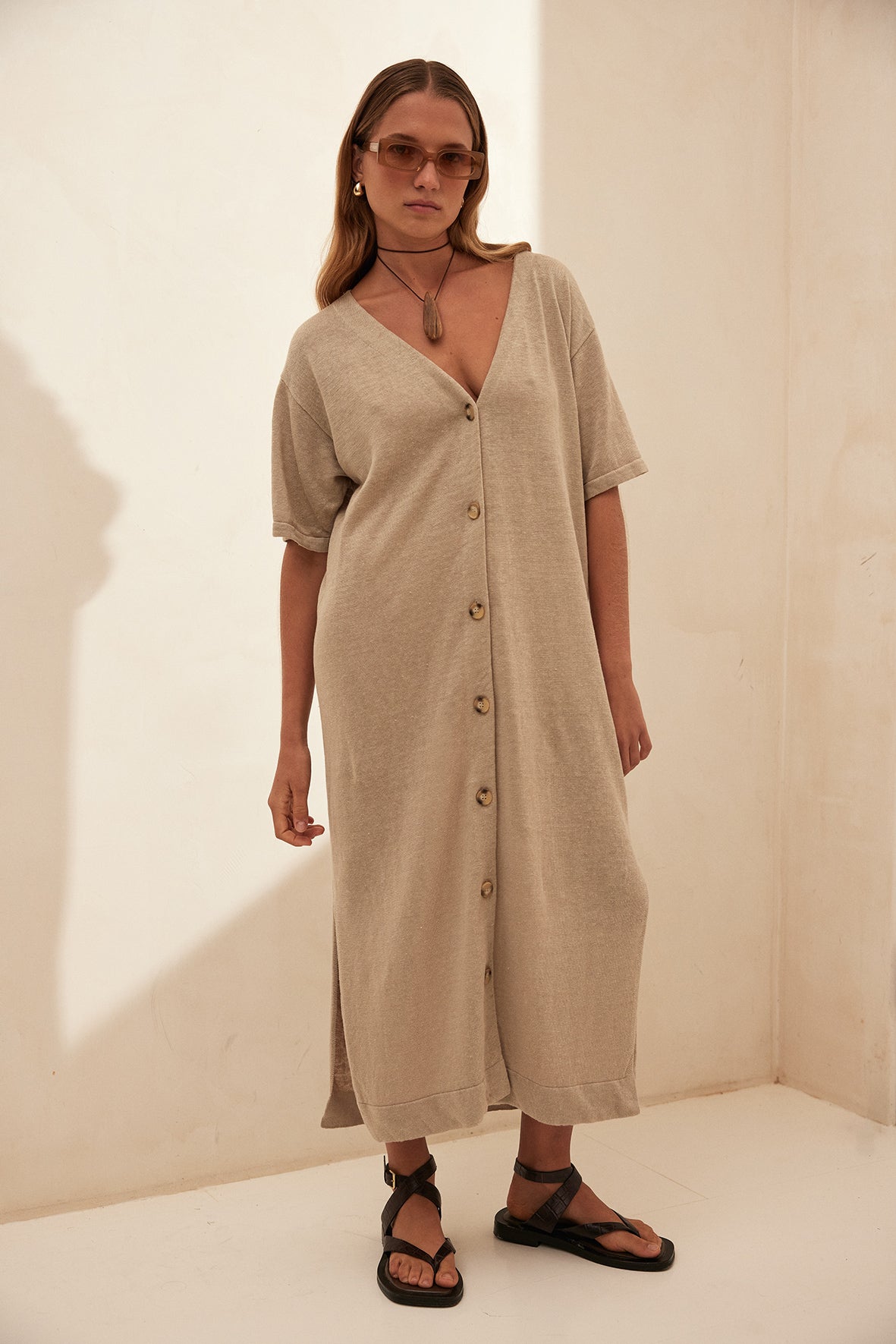 Julia Midi Dress - Taupe