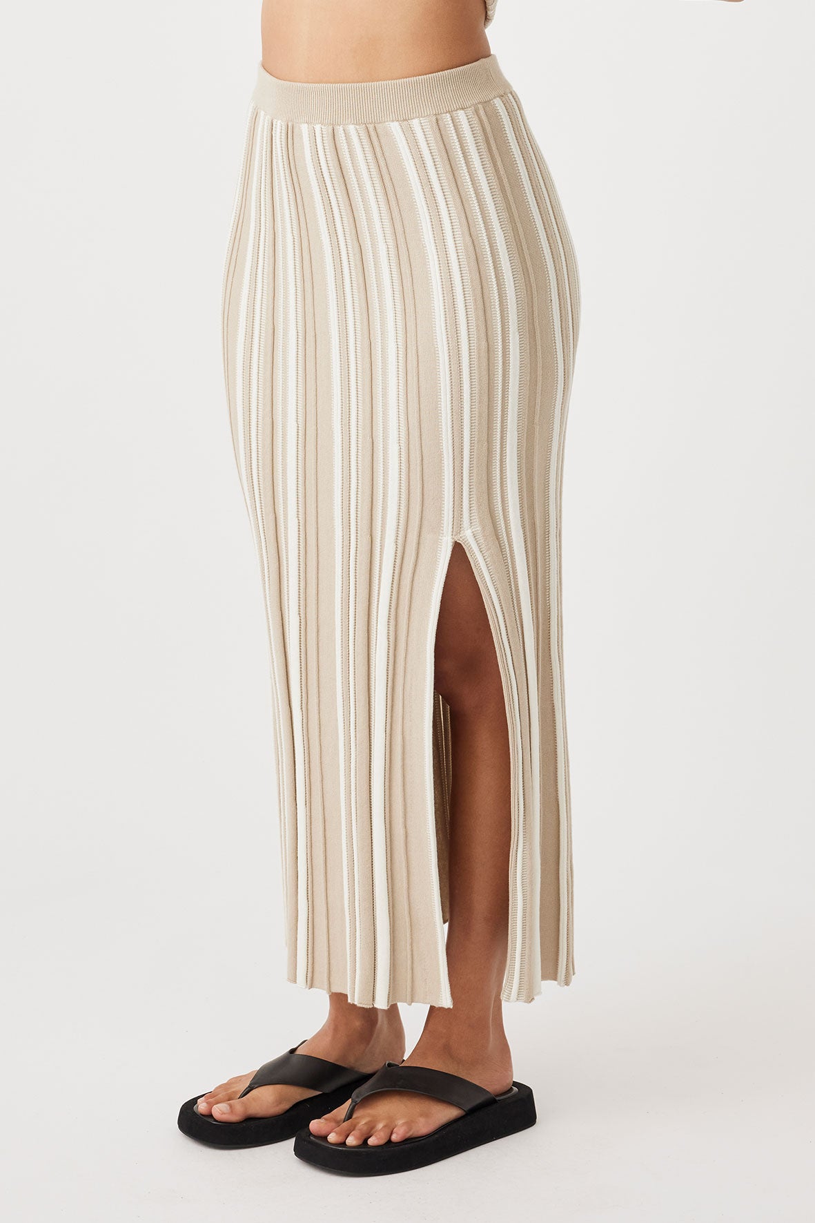 Odessa Organic Cotton Skirt - Taupe & Cream