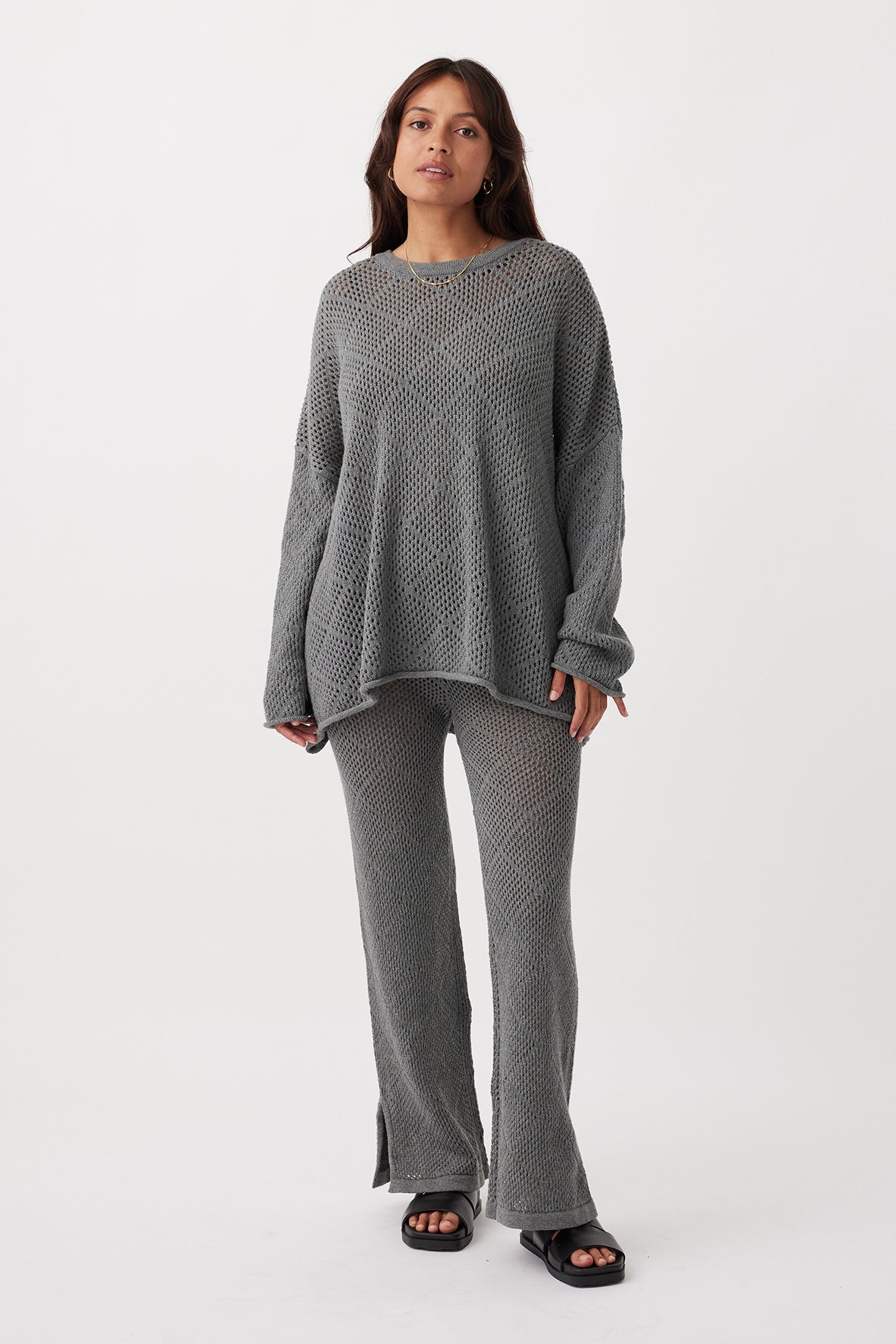 Ezra Organic Cotton Pant - Dark Grey Marle