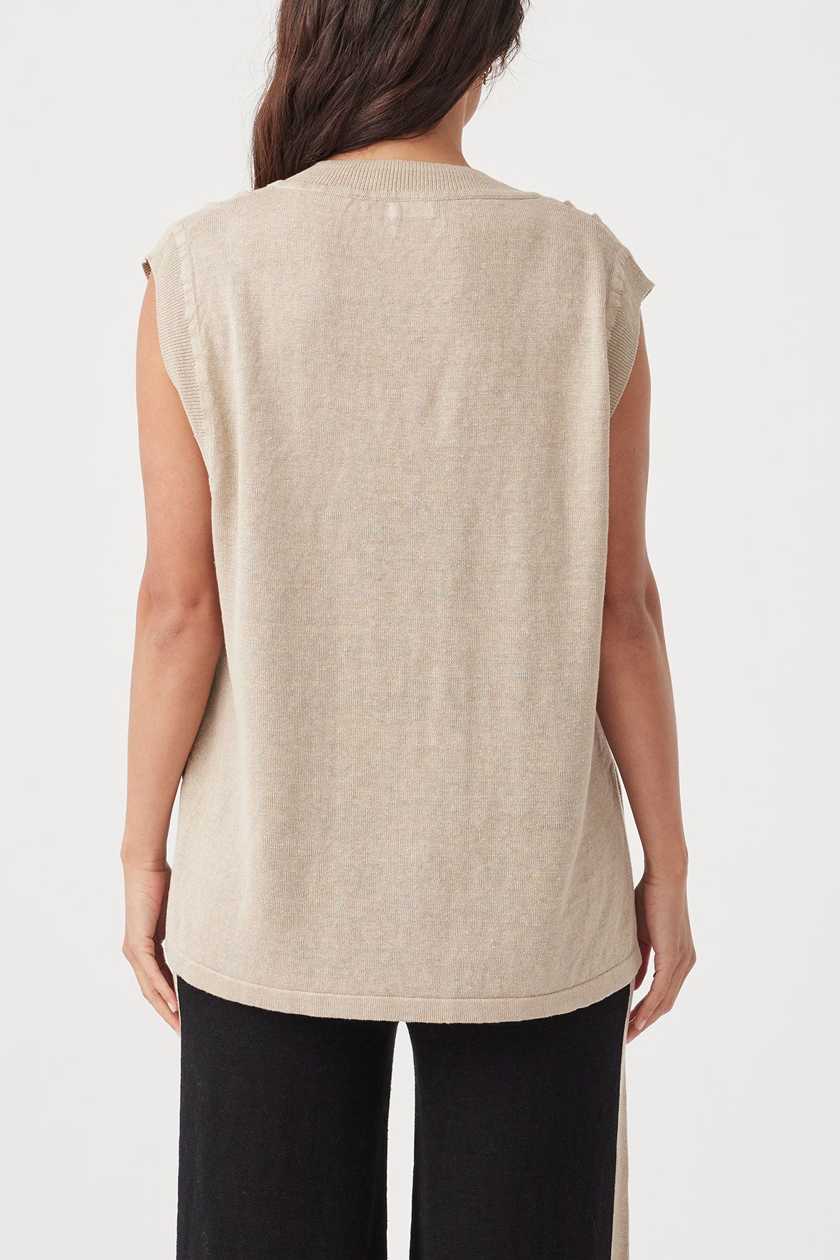 Darcy Linen Knit Vest - Taupe