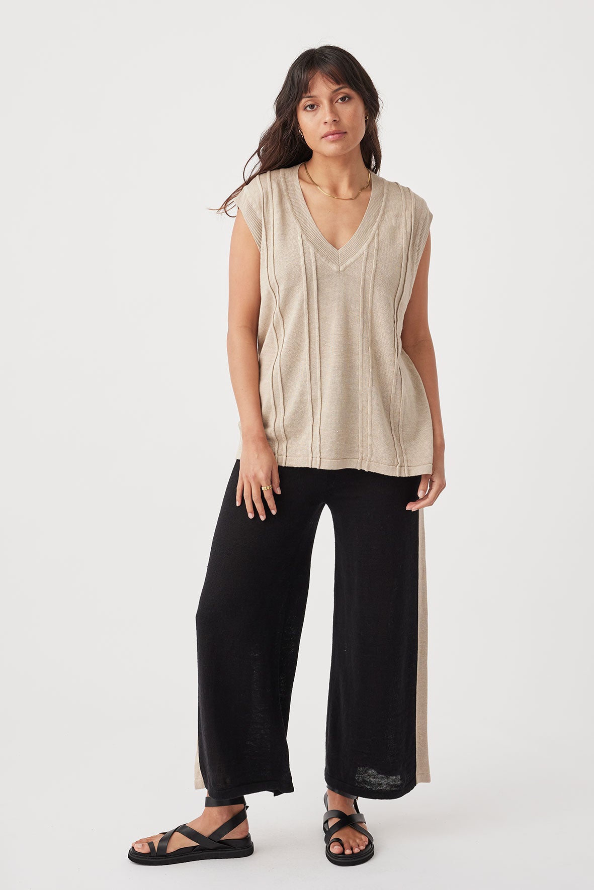 Darcy Linen Knit Vest - Taupe
