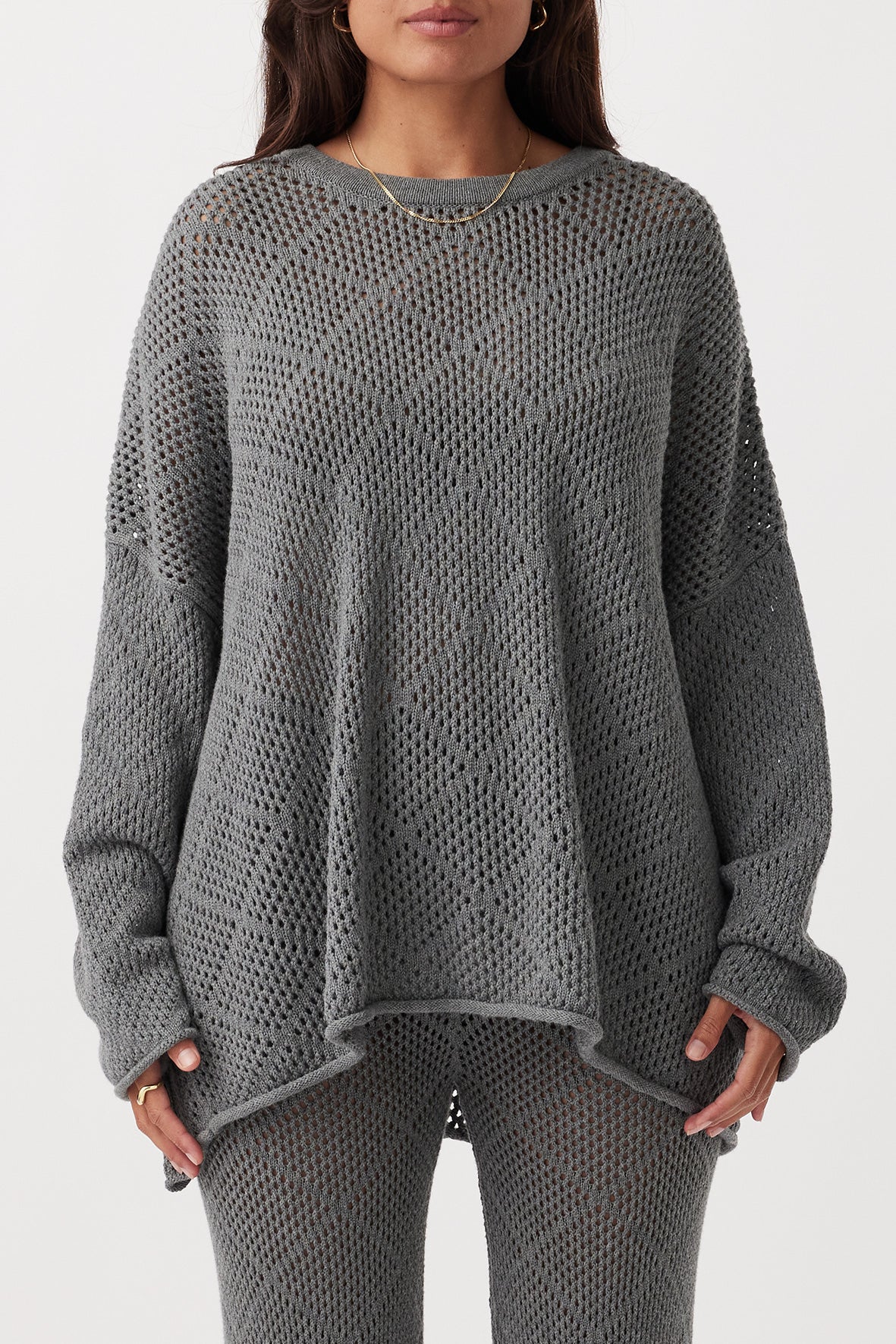 Ezra Organic Cotton Sweater - Dark Grey Marle