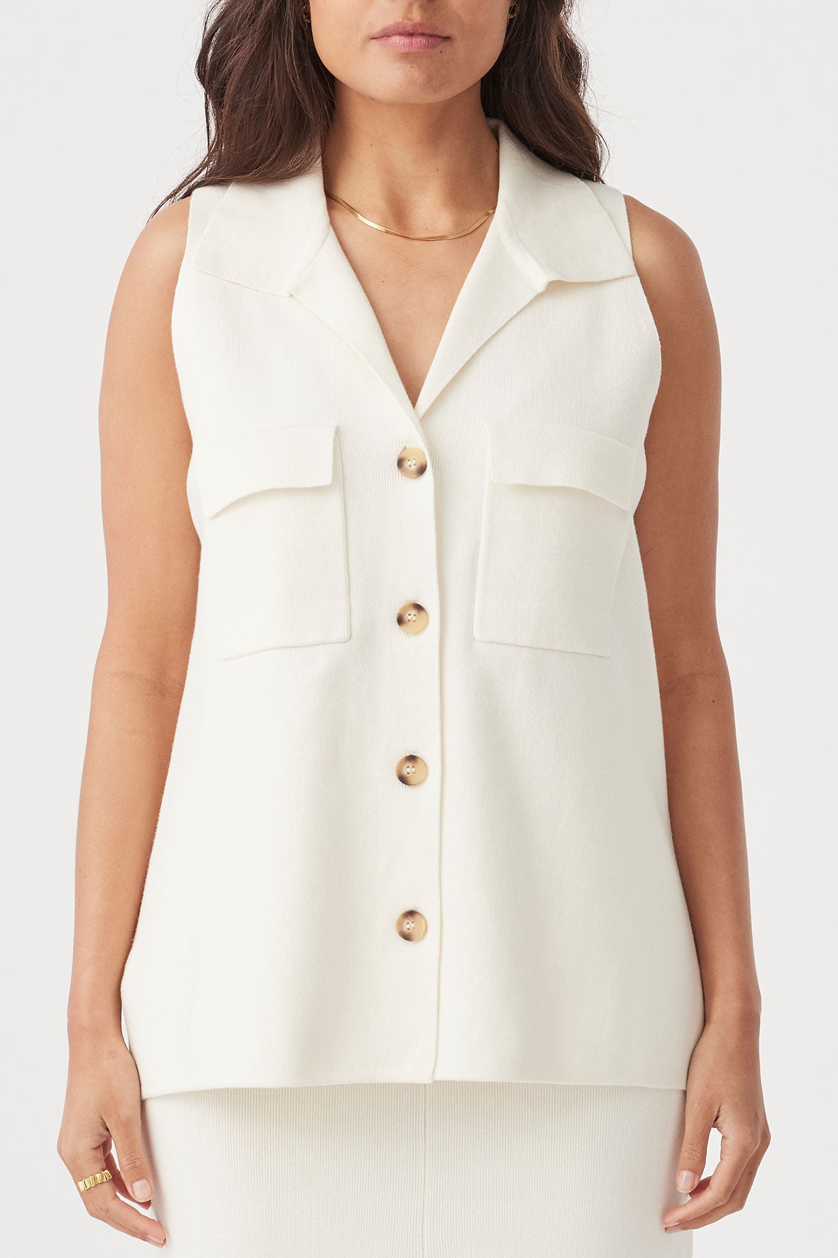 Easton Organic Cotton Sleeveless Shirt - Cream