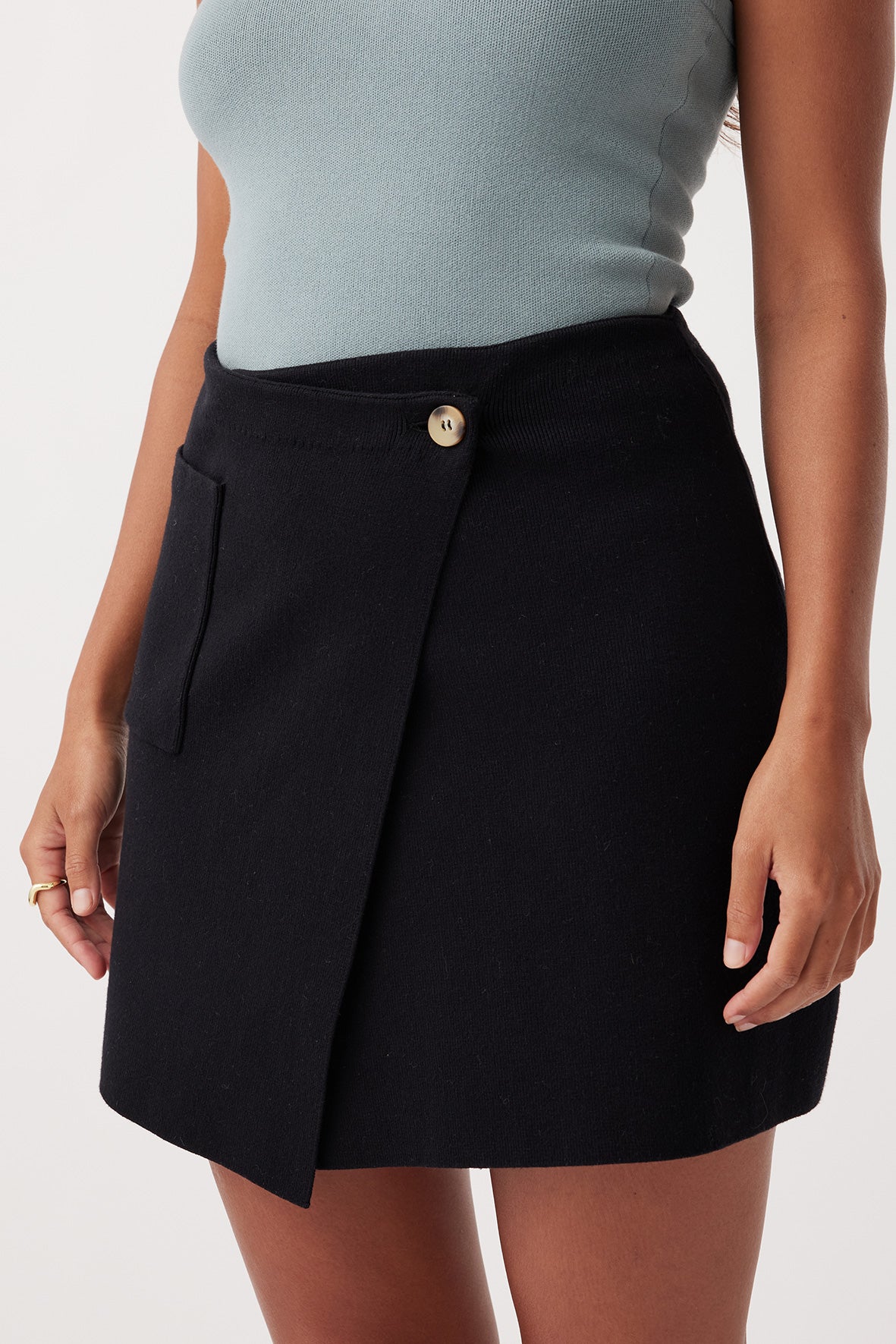Ria Knit Wrap Skirt - Black