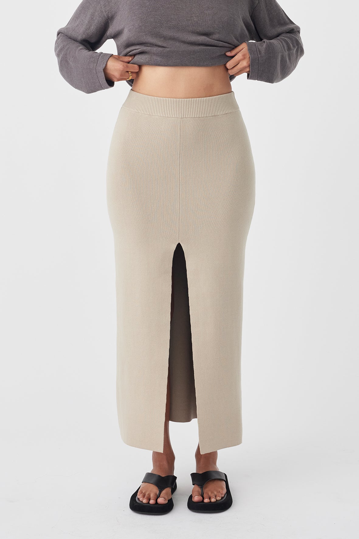 Harla Organic A-Line Skirt - Taupe
