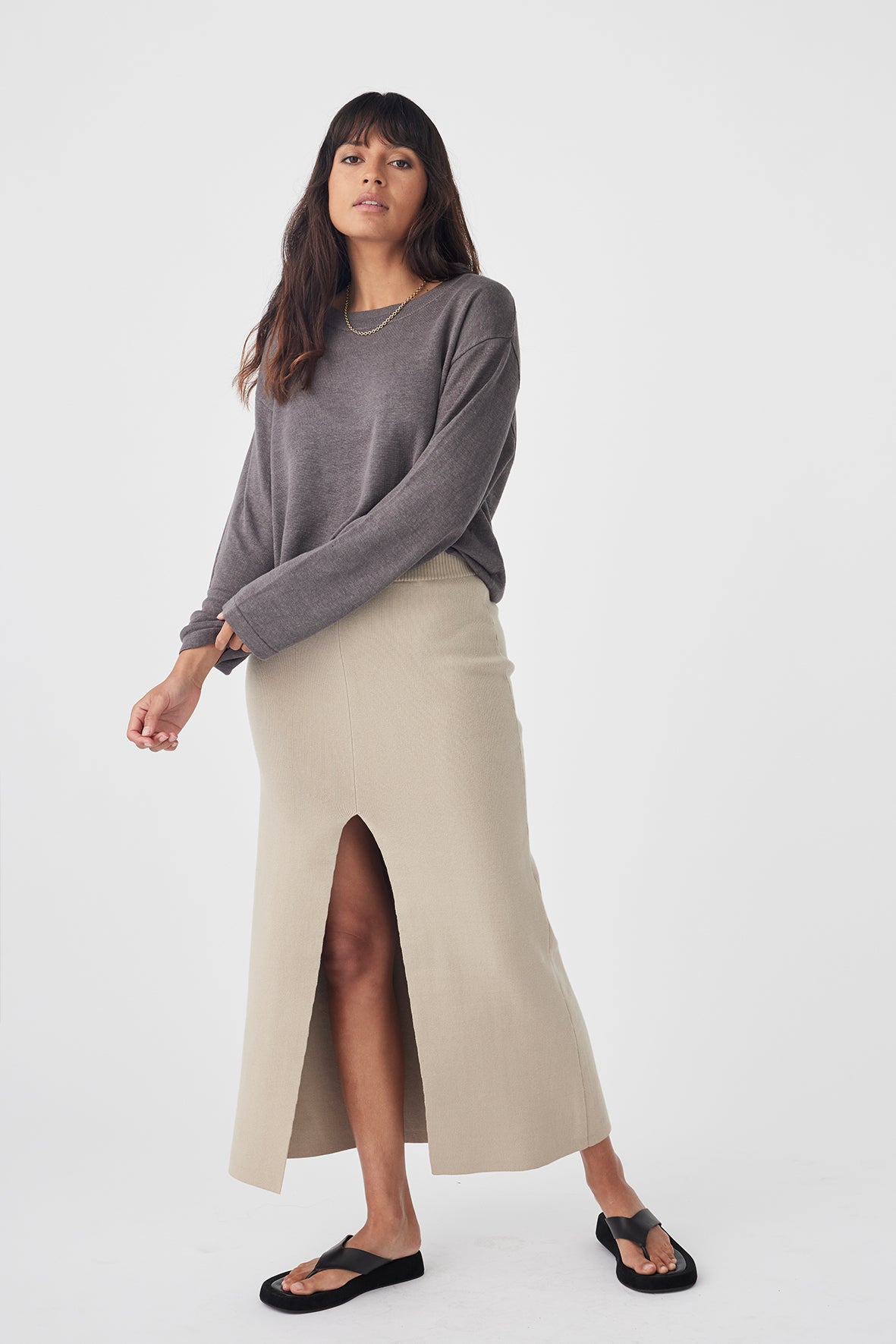 Harla Organic A-Line Skirt - Taupe
