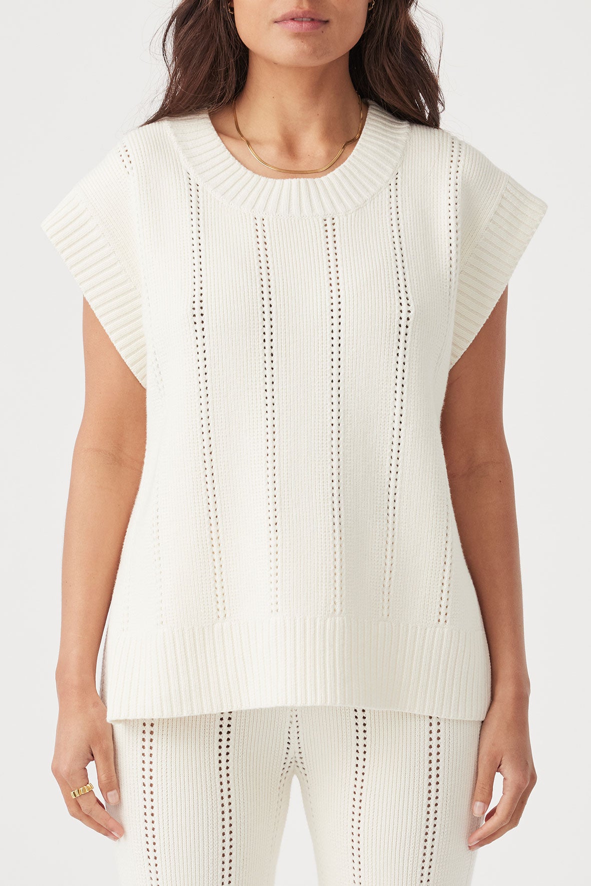 Eva Organic Cotton Vest - Cream