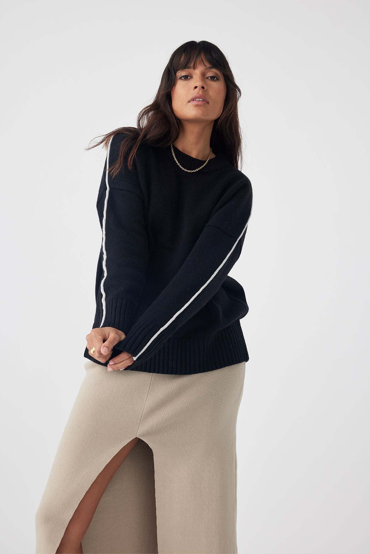 Sora Classic Fit Organic Cotton Sweater - Black