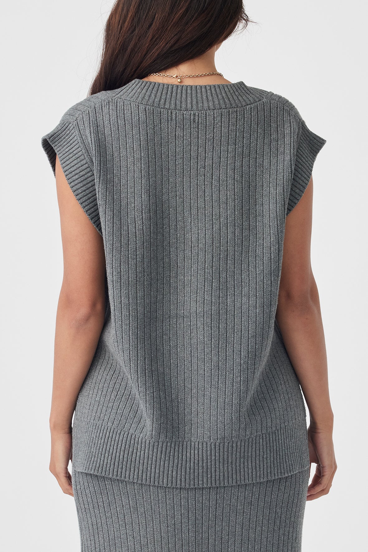 Vera Organic Knit Vest - Dark Grey Marle