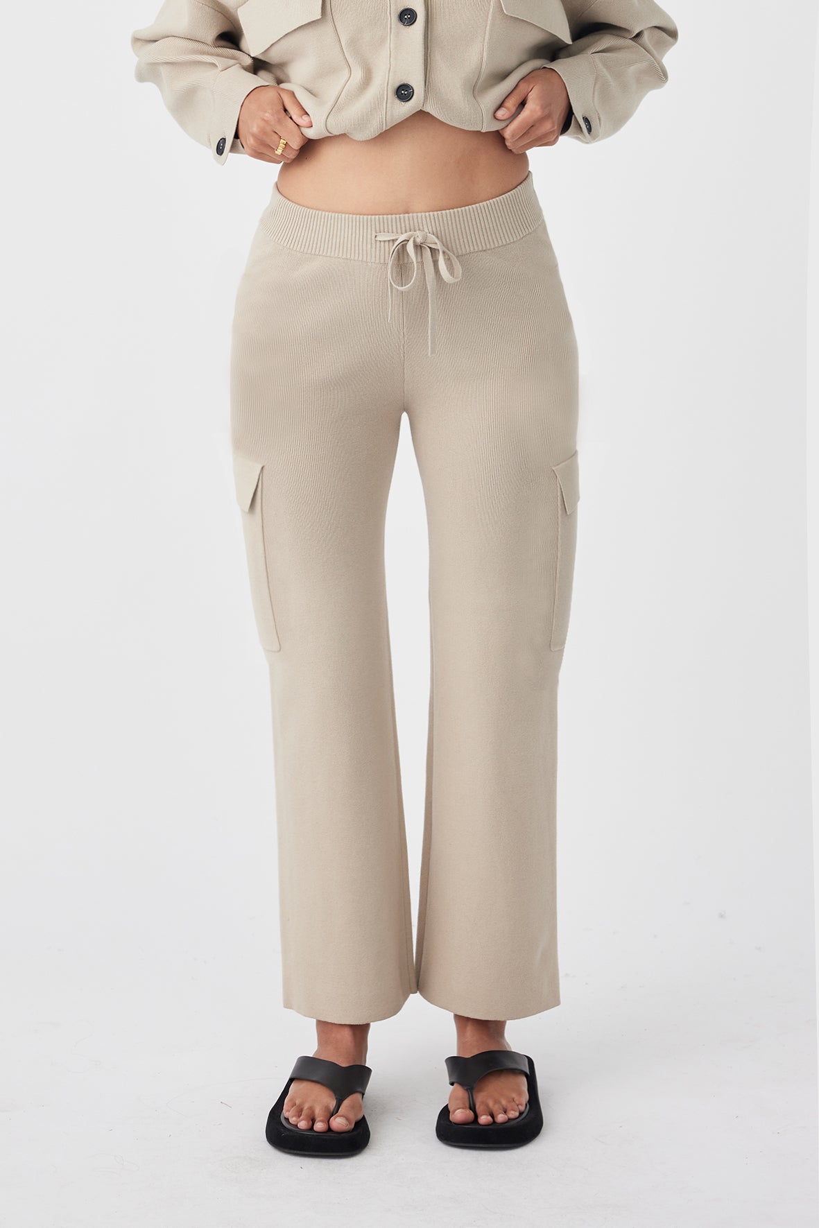 Ace High-Rise Organic Knit Pant - Taupe