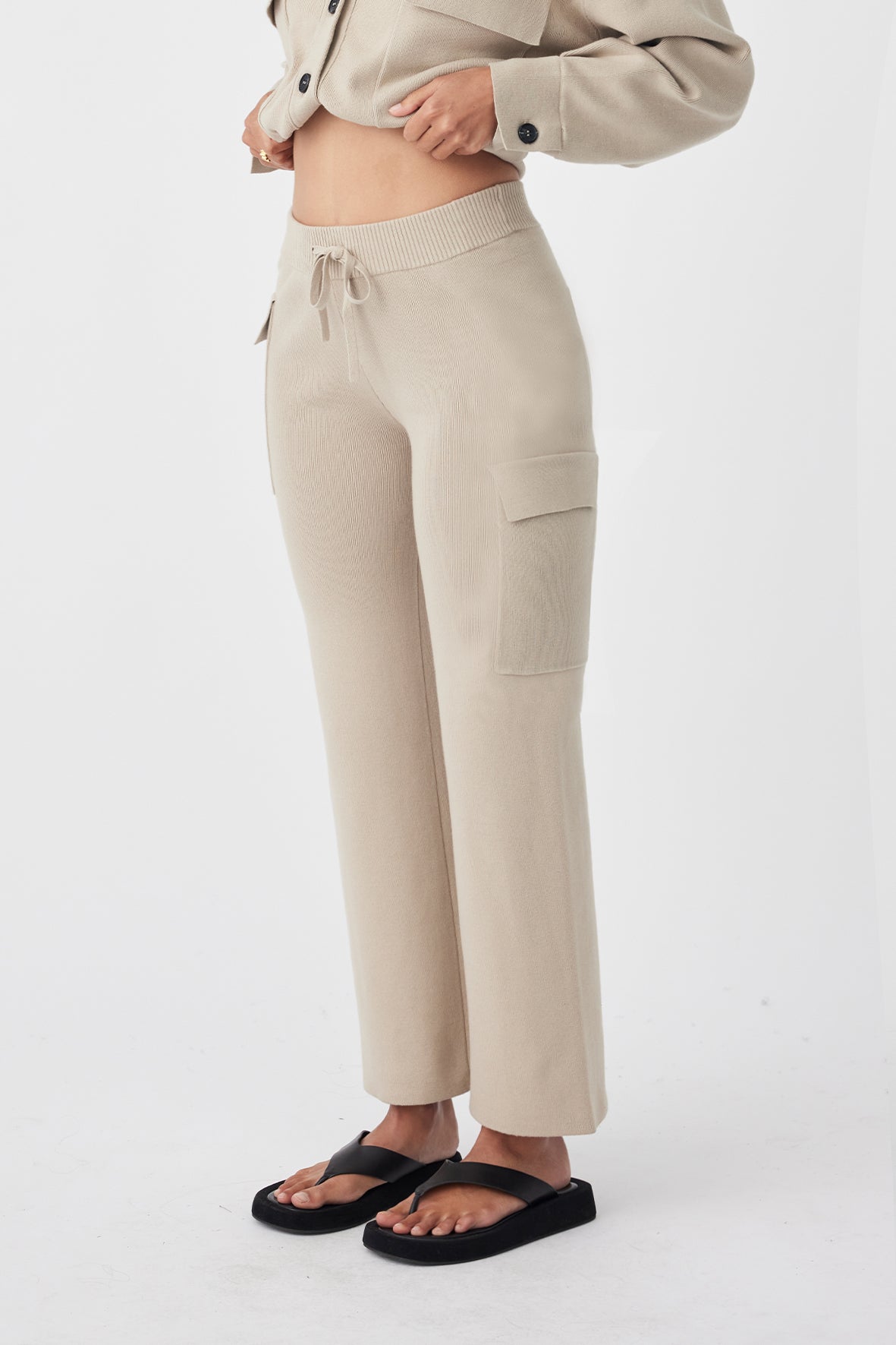 Ace High-Rise Organic Knit Pant - Taupe